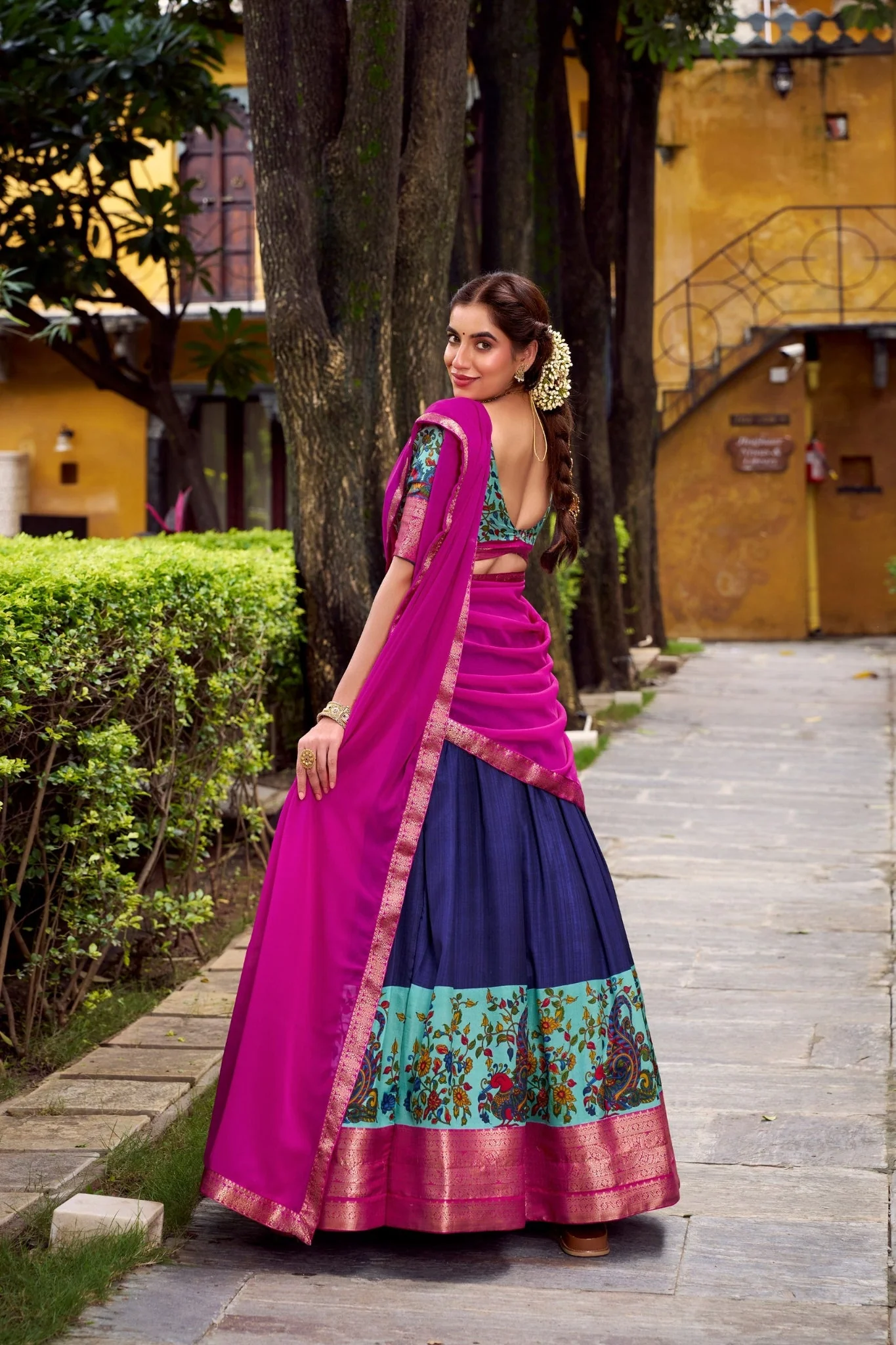 Aastha Silk South Indian Wedding Lehenga Choli With Zari Weaving And Georgette Dupatta - Image 10