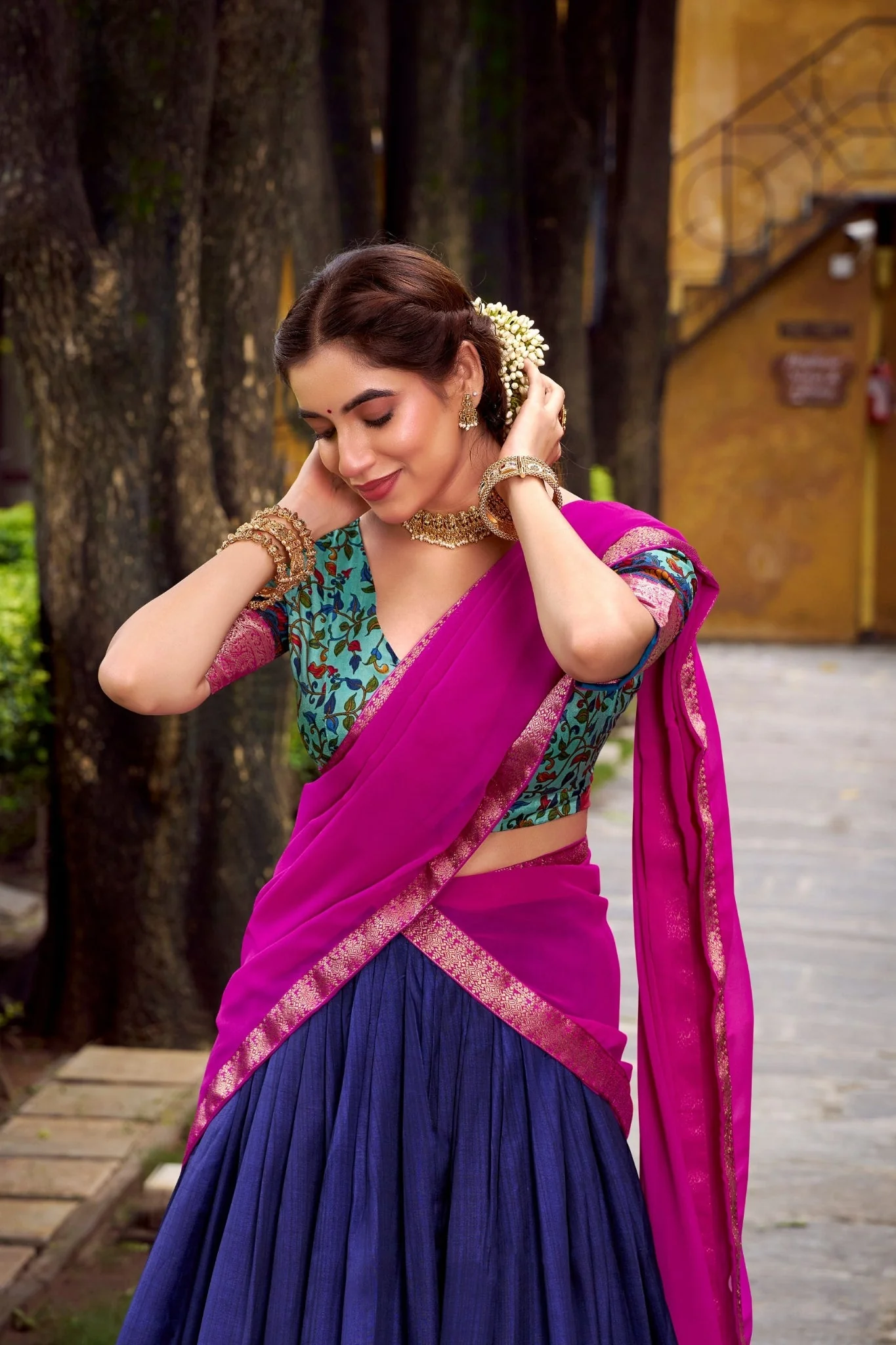 Aastha Silk South Indian Wedding Lehenga Choli With Zari Weaving And Georgette Dupatta - Image 11