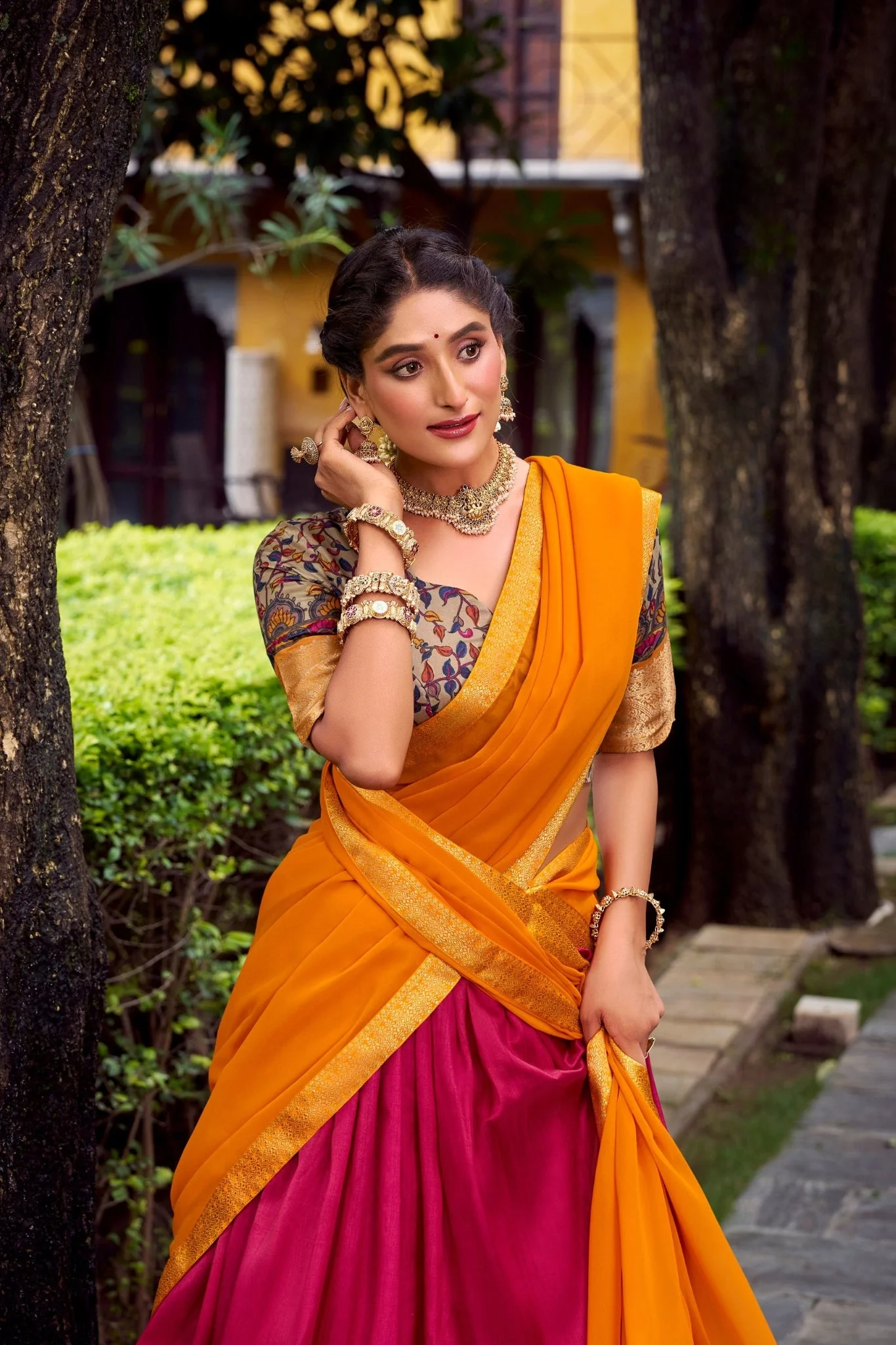 Aastha Silk South Indian Wedding Lehenga Choli With Zari Weaving And Georgette Dupatta - Image 3