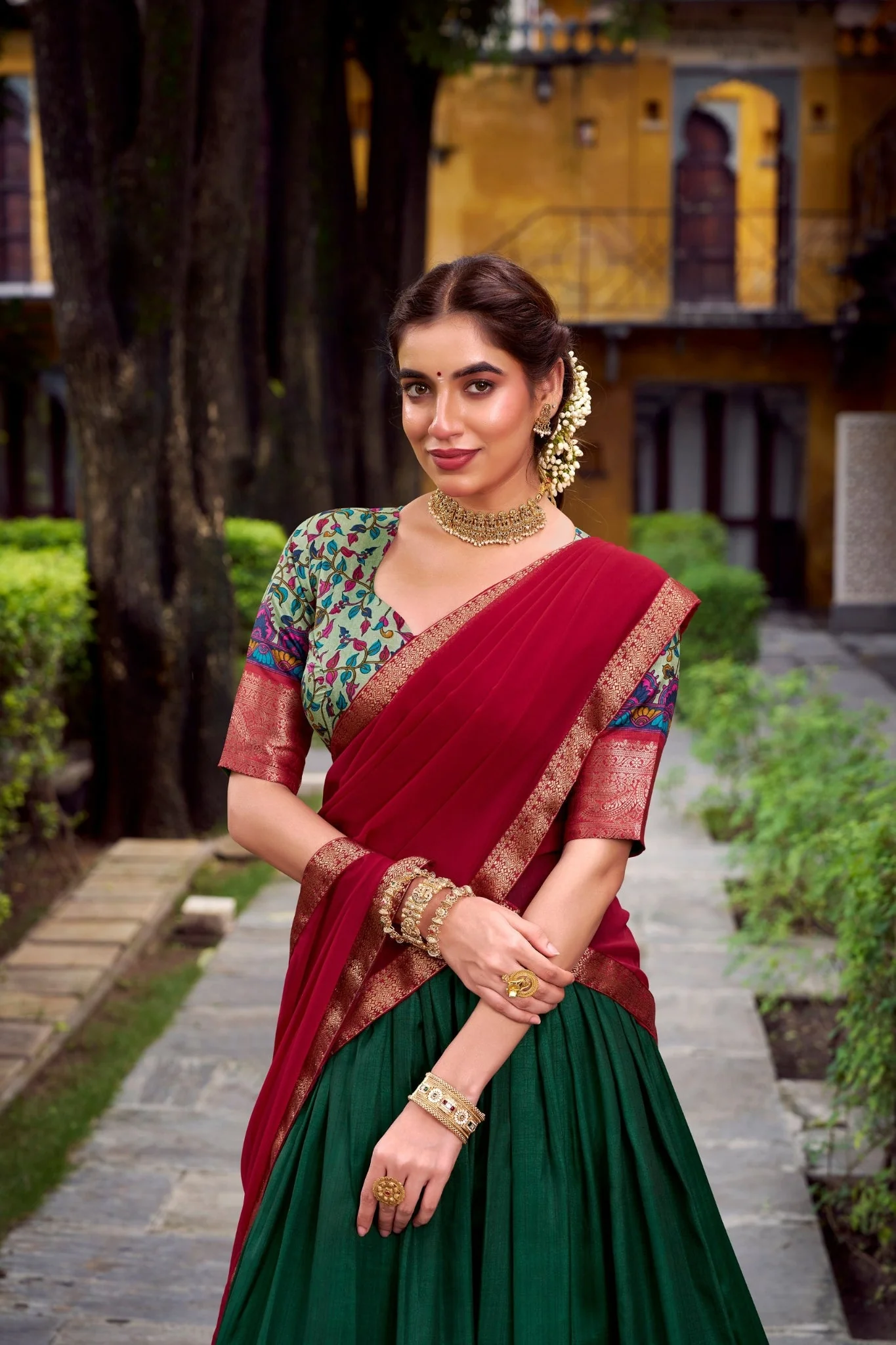 Aastha Silk South Indian Wedding Lehenga Choli With Zari Weaving And Georgette Dupatta - Image 6