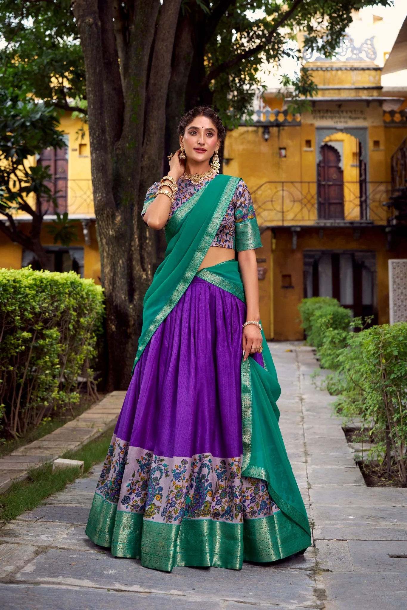 Aastha Silk South Indian Wedding Lehenga Choli With Zari Weaving And Georgette Dupatta - Image 7