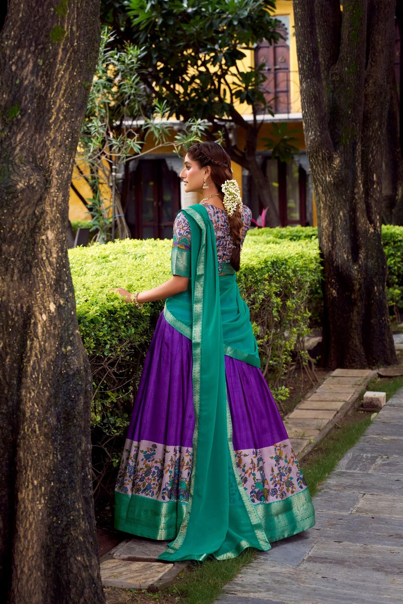 Aastha Silk South Indian Wedding Lehenga Choli With Zari Weaving And Georgette Dupatta - Image 8