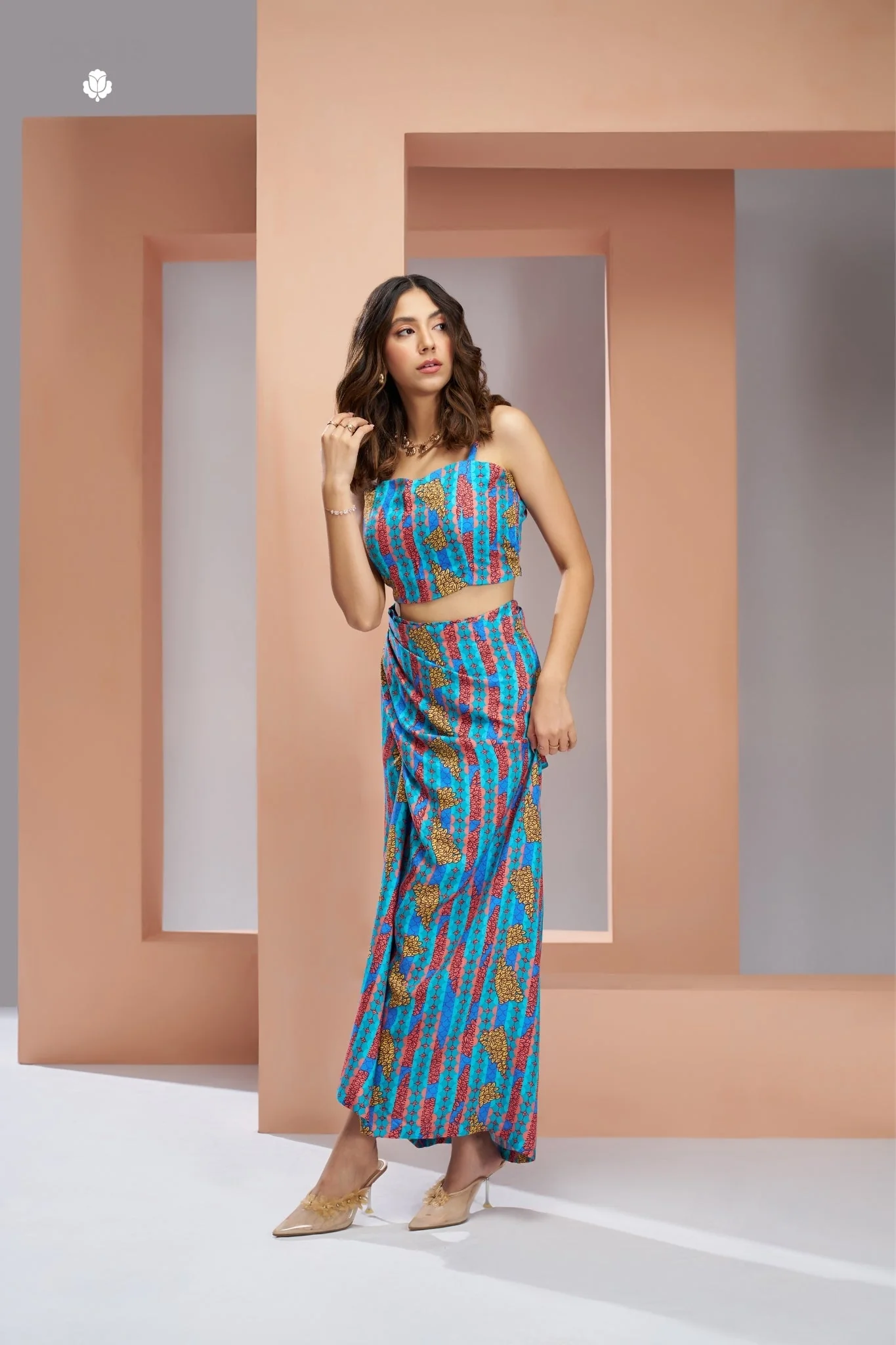 Aqua Blue Pure Muslin Silk Designer 3 Piece Set For Women - Image 5
