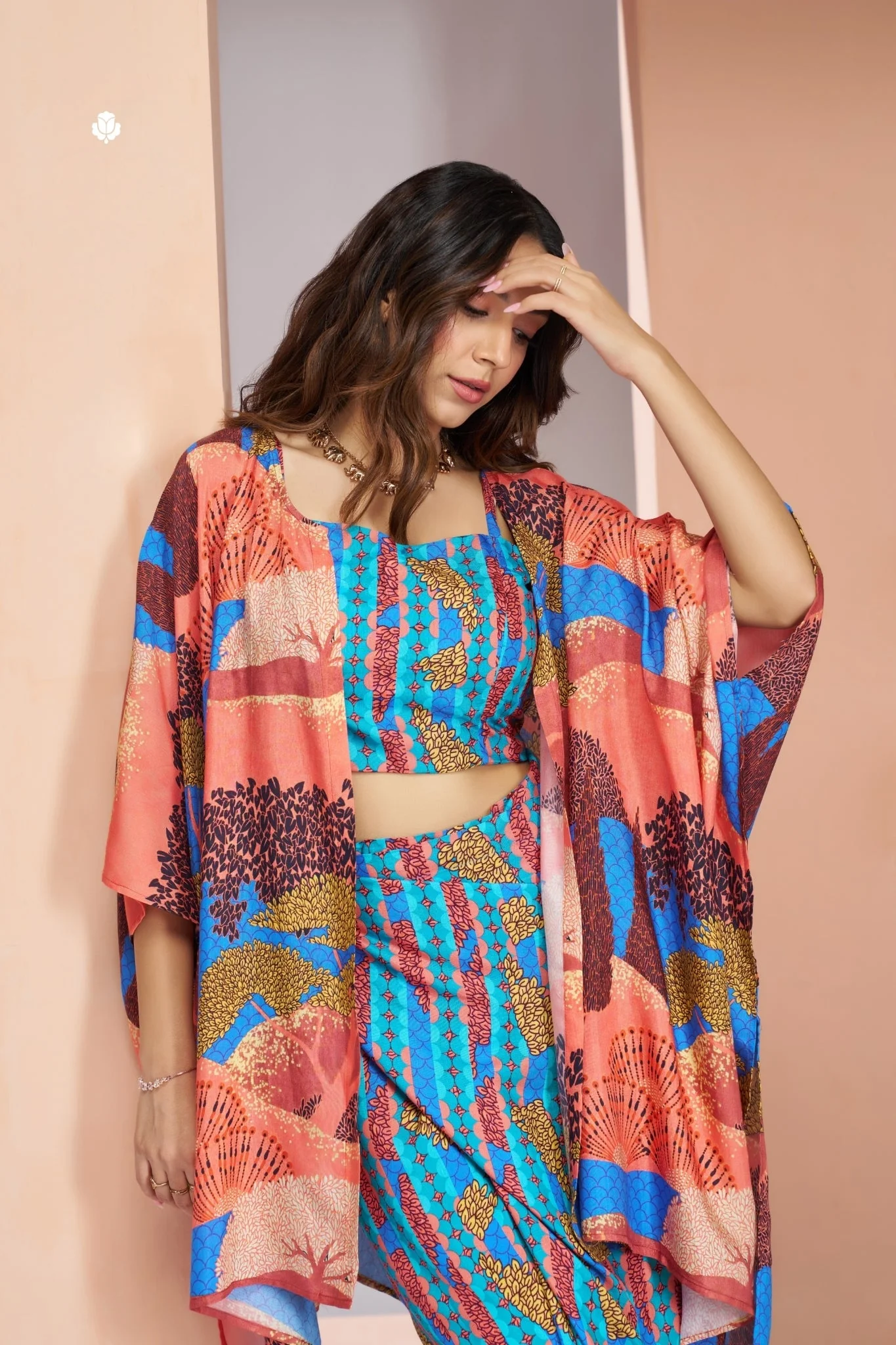 Aqua Blue Pure Muslin Silk Designer 3 Piece Set For Women - Image 7