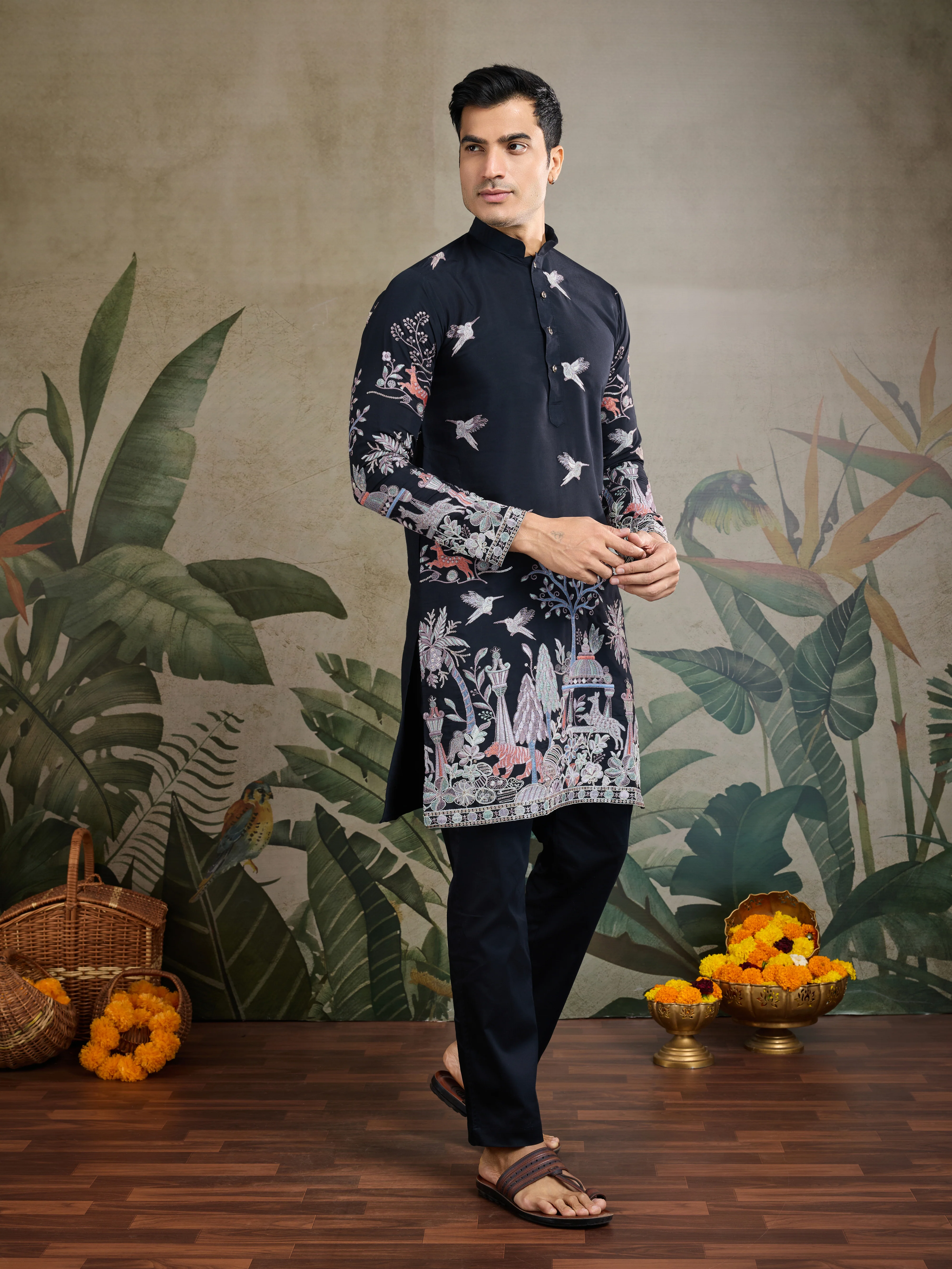 Beautiful Black Viscose Silk Kurta mens wear - Image 4