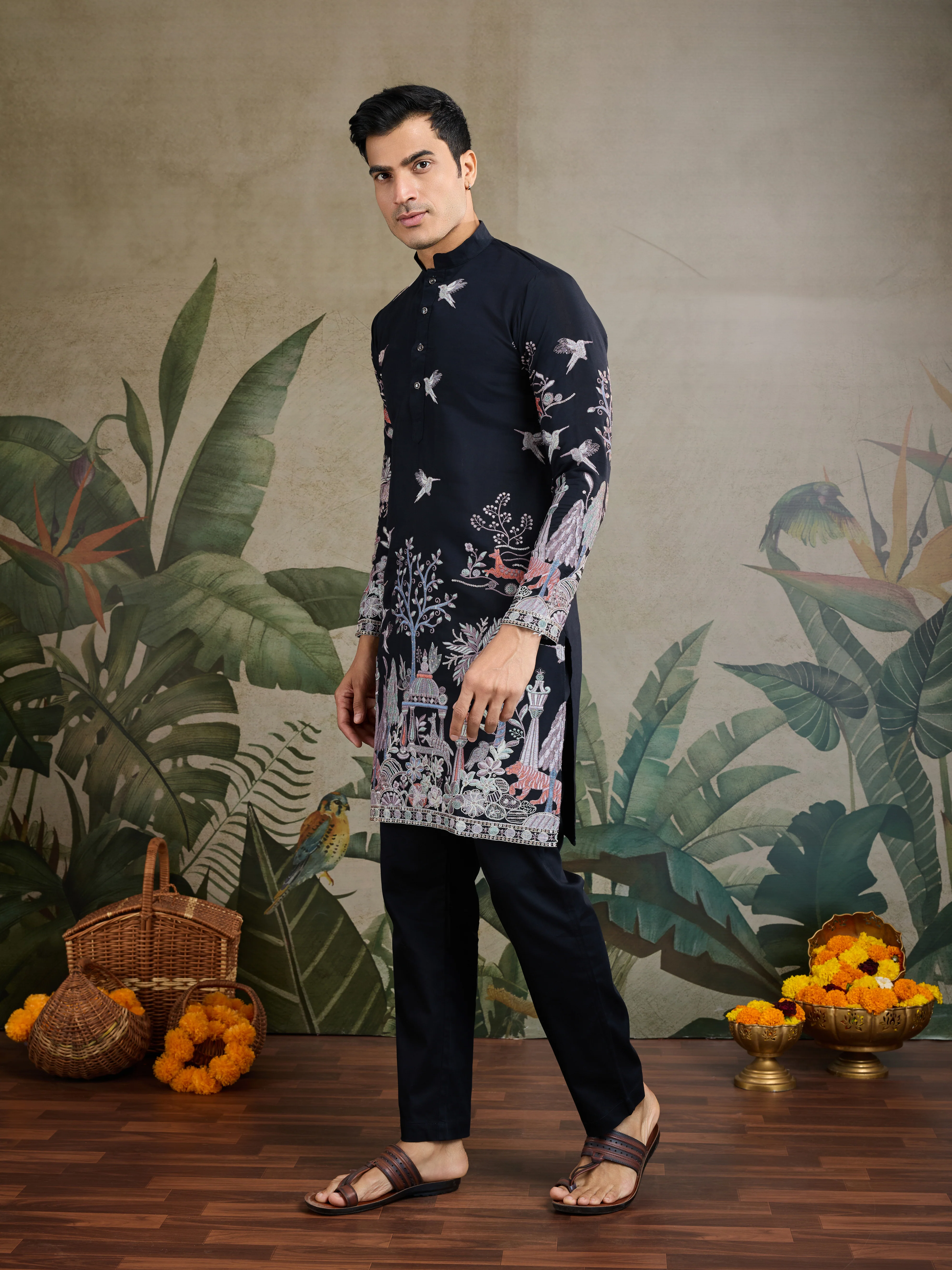 Beautiful Black Viscose Silk Kurta mens wear - Image 5