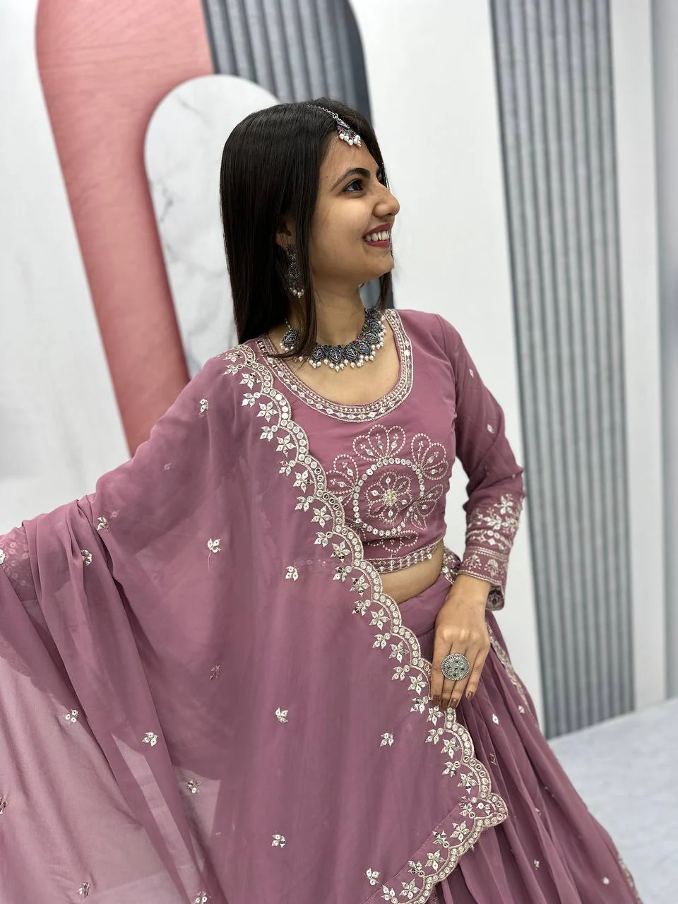 Beautiful Faux Georgette Ready to Wear Lehenga Choli - Image 10