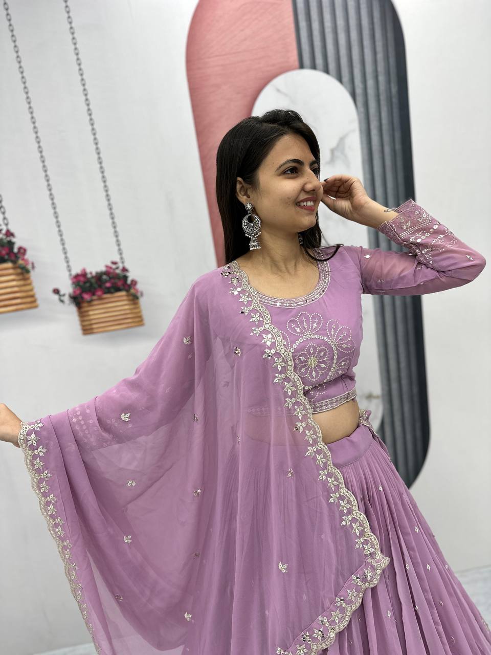 Beautiful Faux Georgette Ready to Wear Lehenga Choli - Image 19