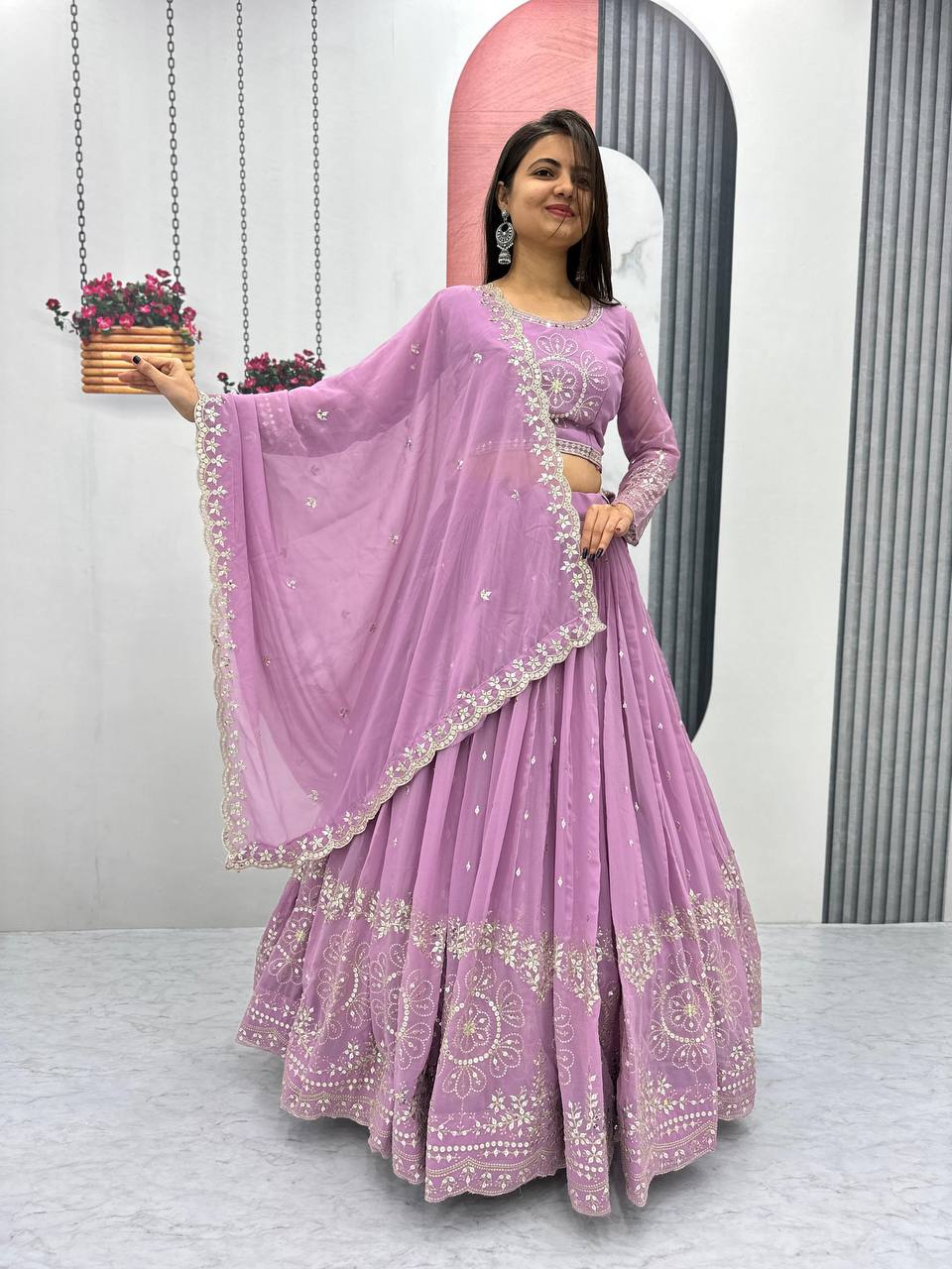 Beautiful Faux Georgette Ready to Wear Lehenga Choli - Image 20