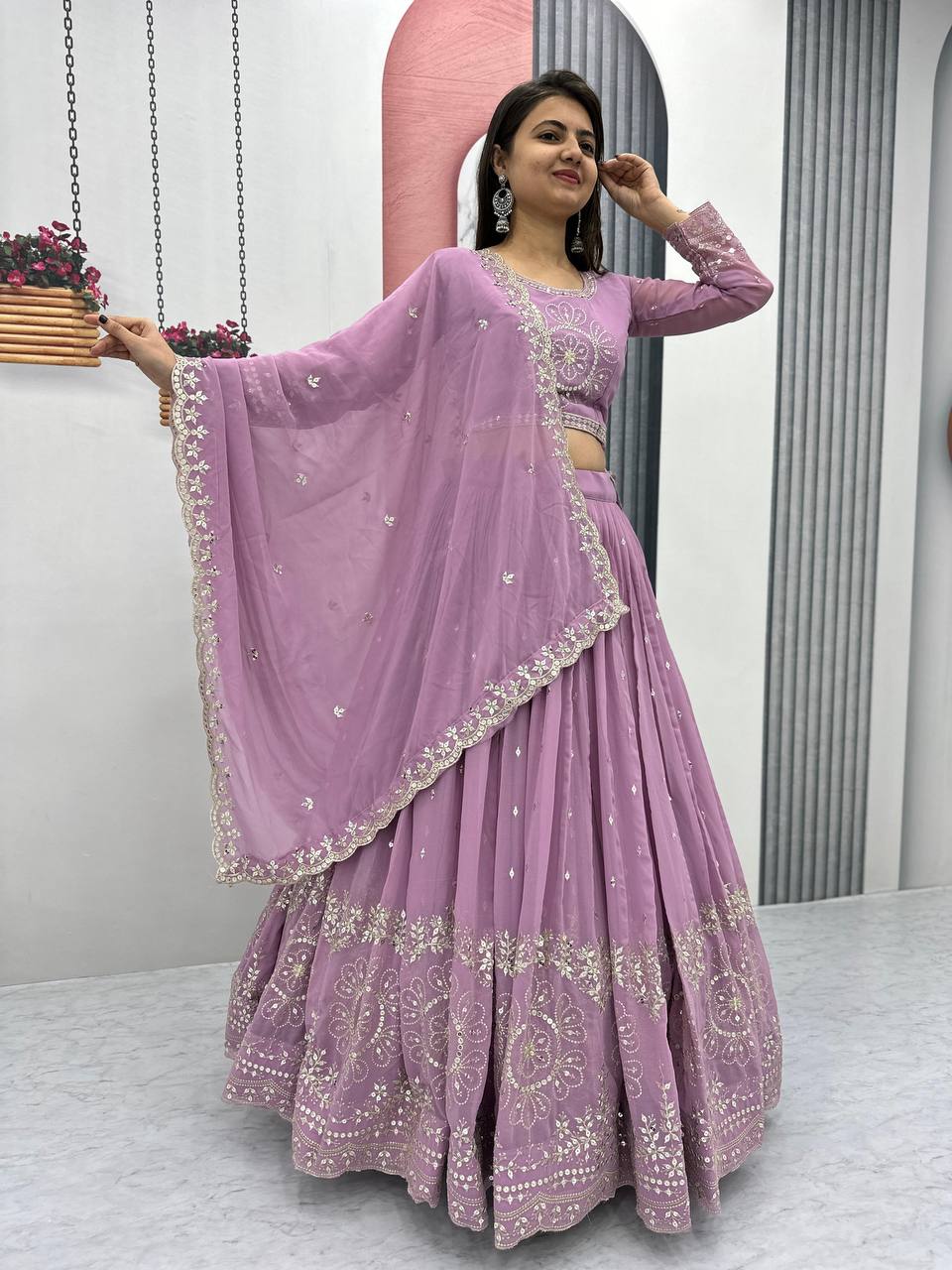 Beautiful Faux Georgette Ready to Wear Lehenga Choli - Image 21