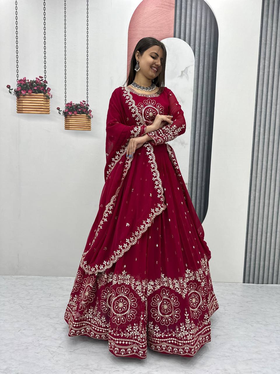 Beautiful Faux Georgette Ready to Wear Lehenga Choli - Image 3