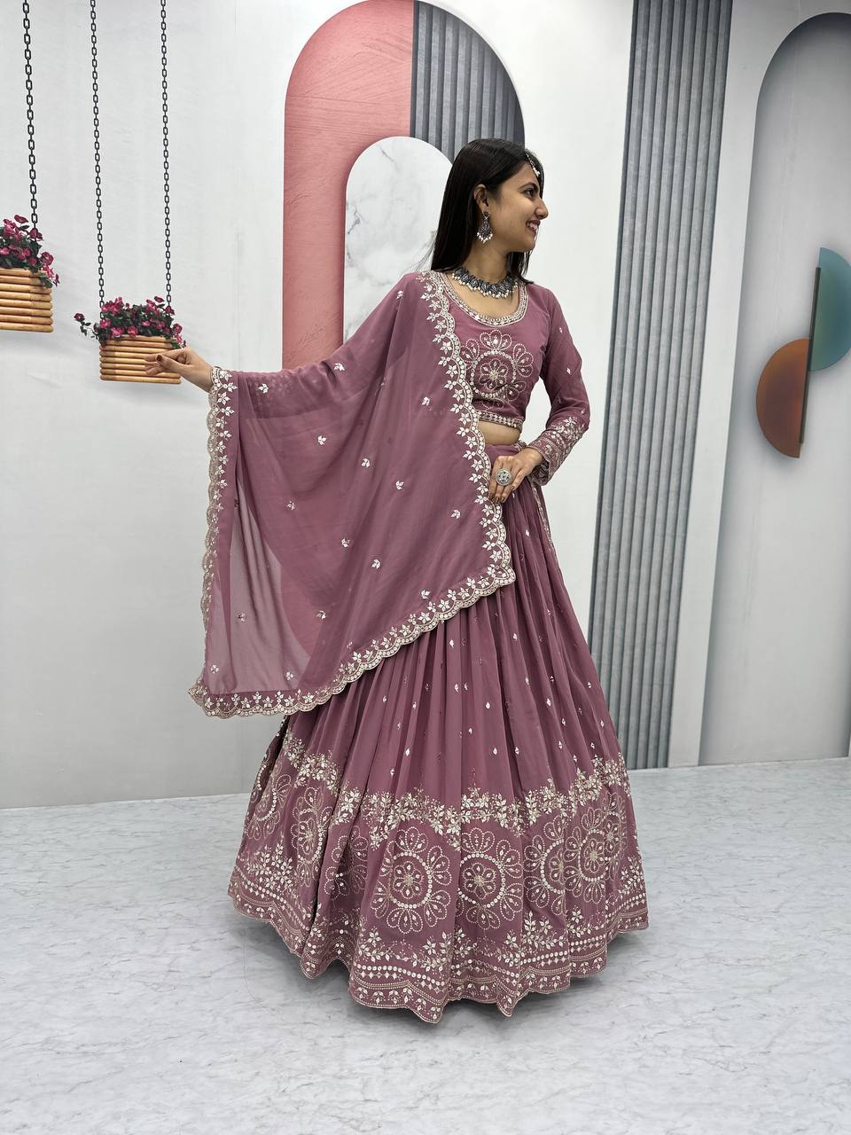 Beautiful Faux Georgette Ready to Wear Lehenga Choli - Image 7