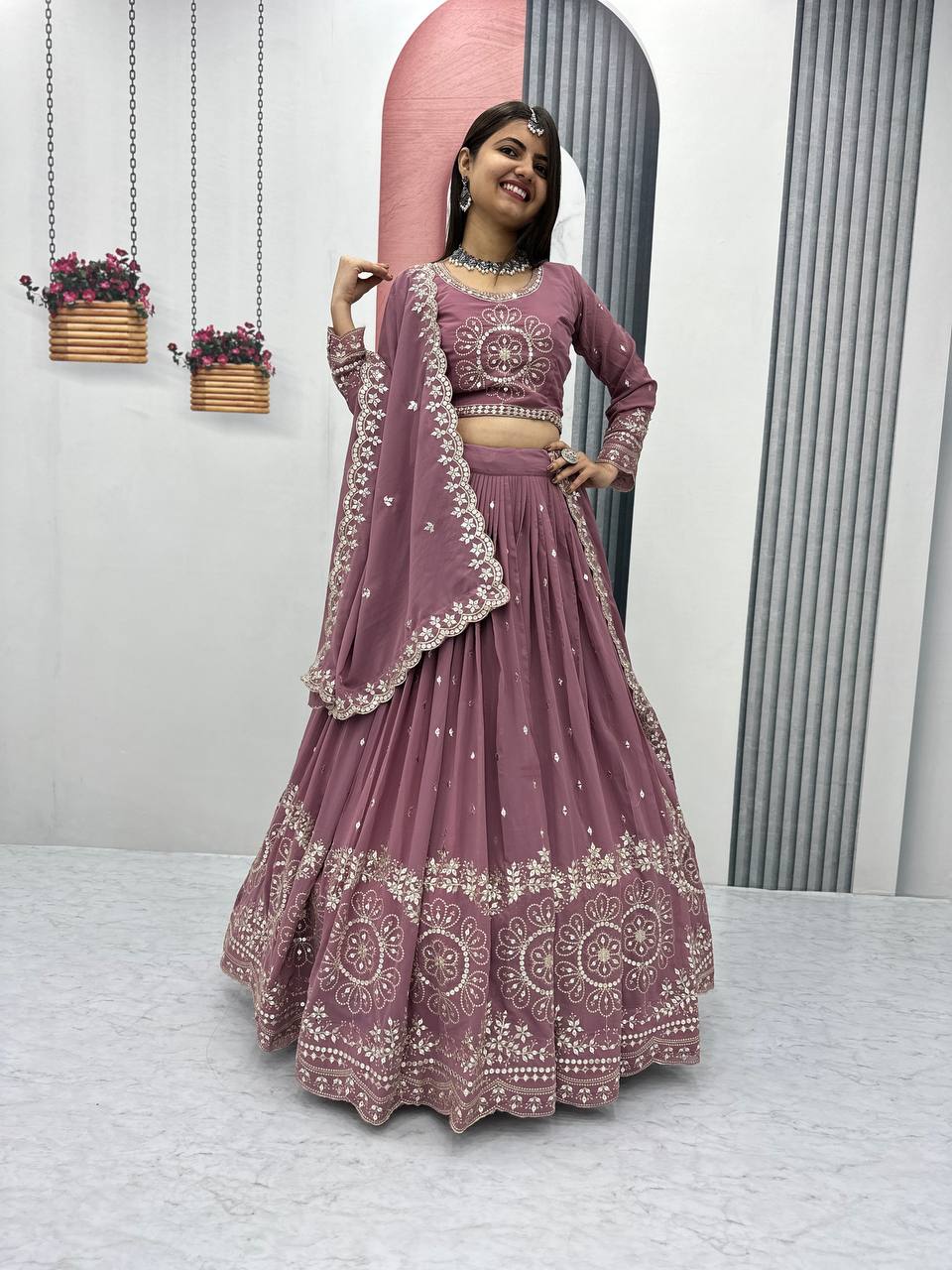 Beautiful Faux Georgette Ready to Wear Lehenga Choli - Image 8