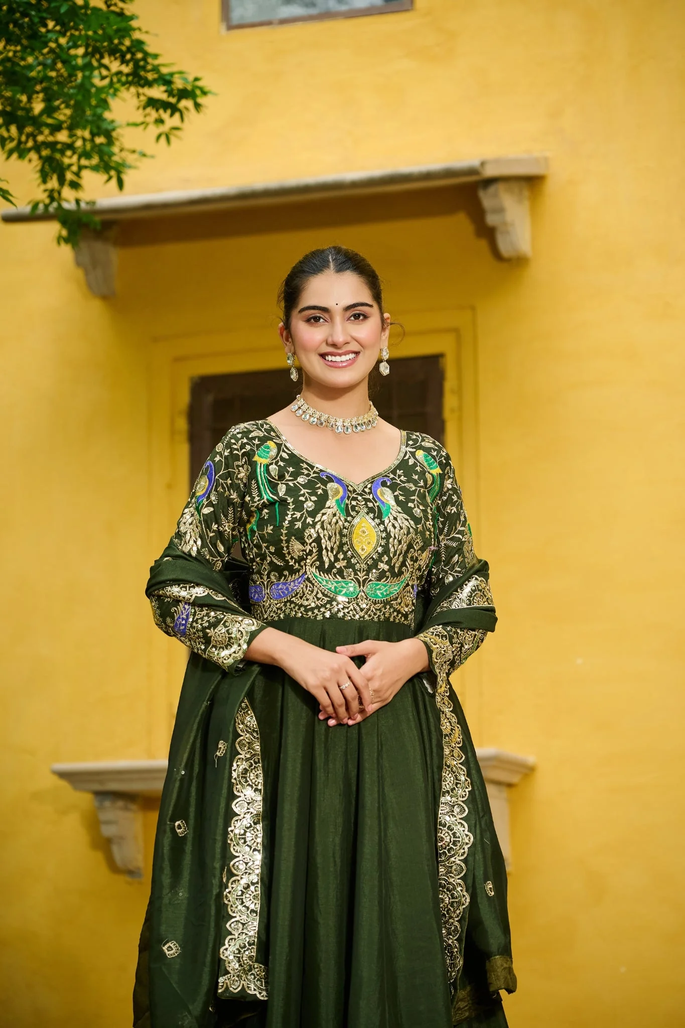 Beautiful Multi Thread Designer Special Wedding And Festive Gown With Dupatta Set - Image 10