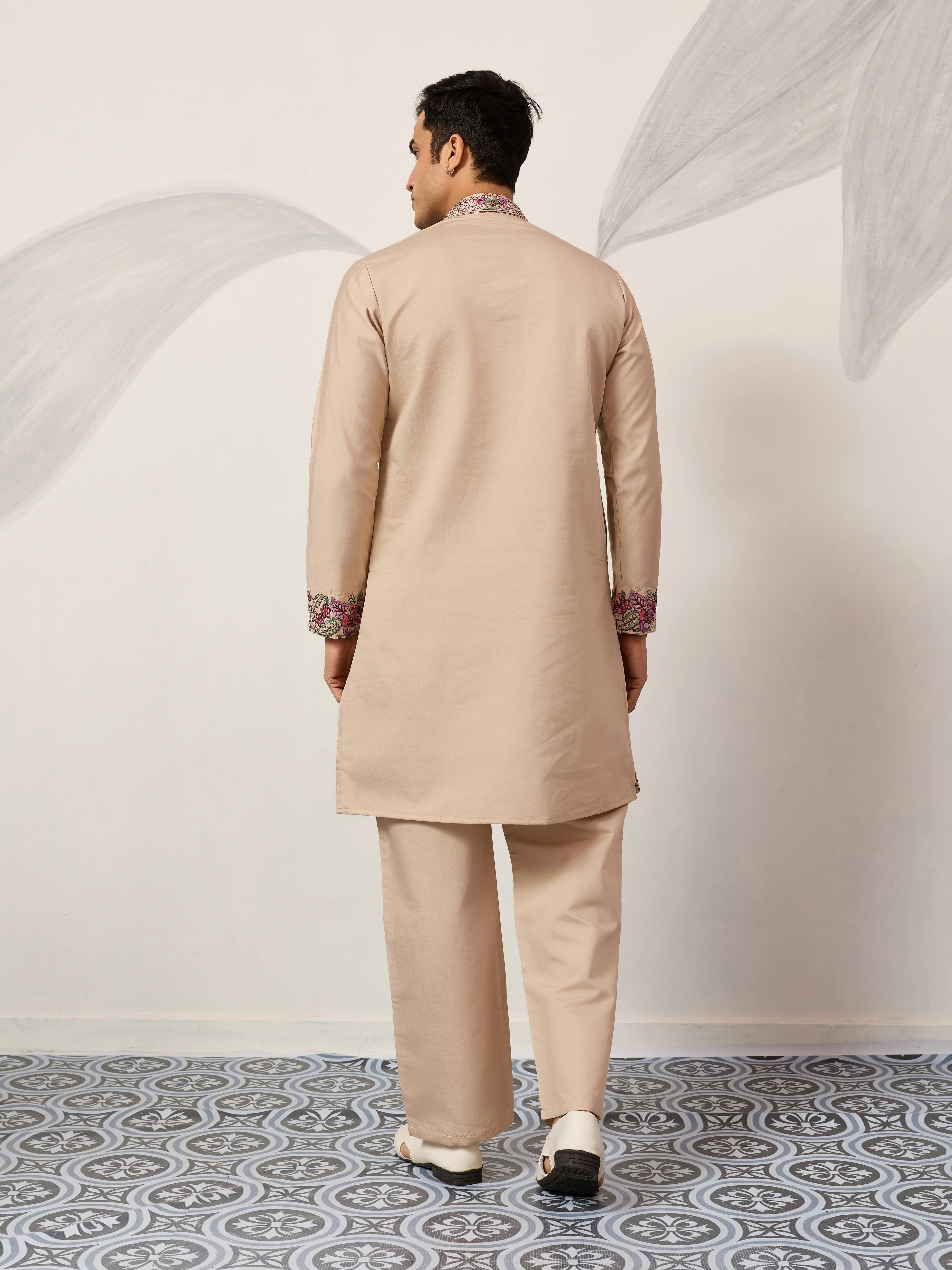 Beige Color Kurta Pant Set for Mens Traditional Outfit - Image 7