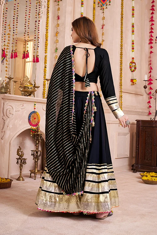 Black Chaniya Choli with Gamthi Lace for Navratri - Image 4