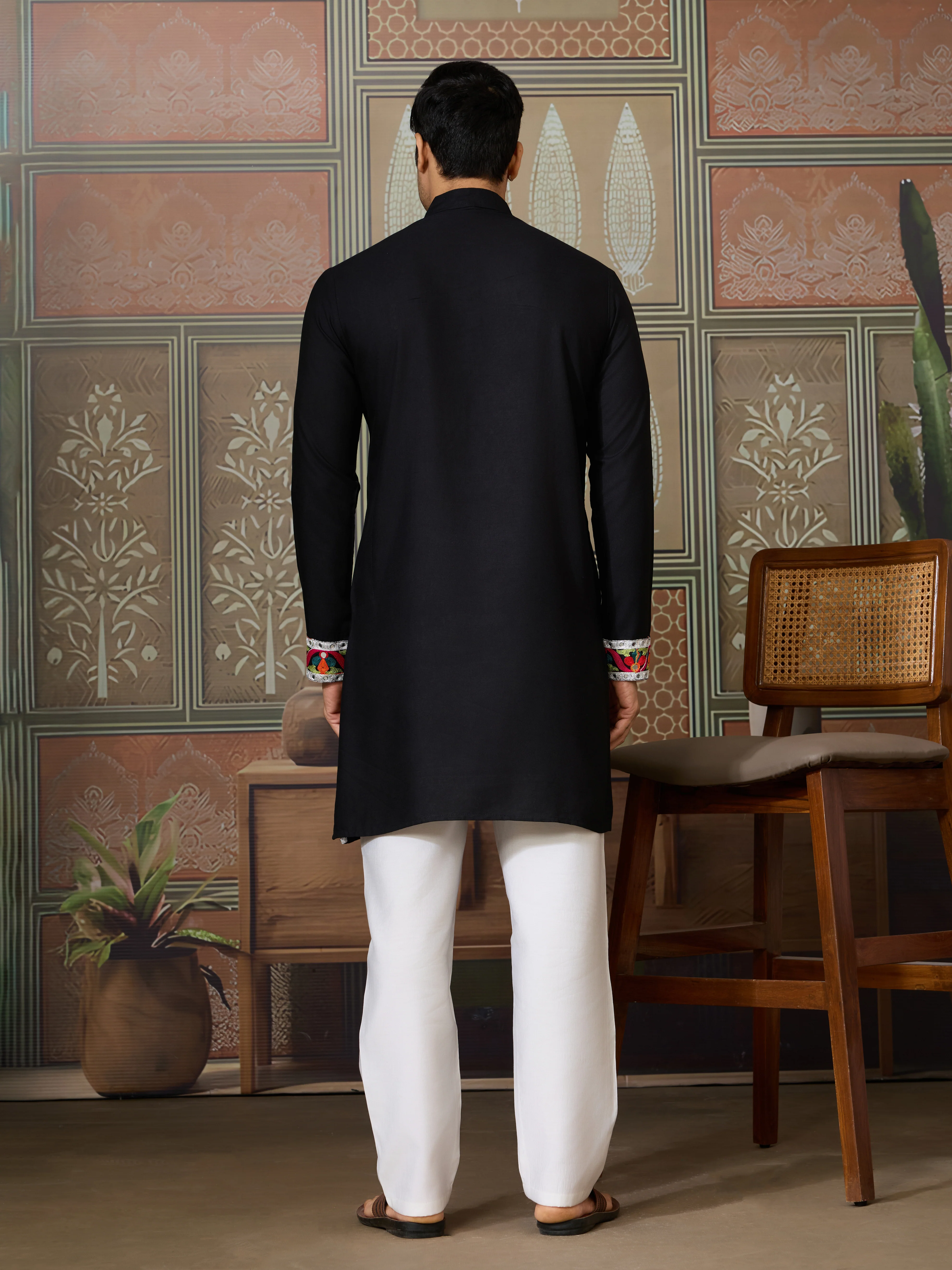 Black Trending Designer Festival Wear Men’s Kurta - Image 4