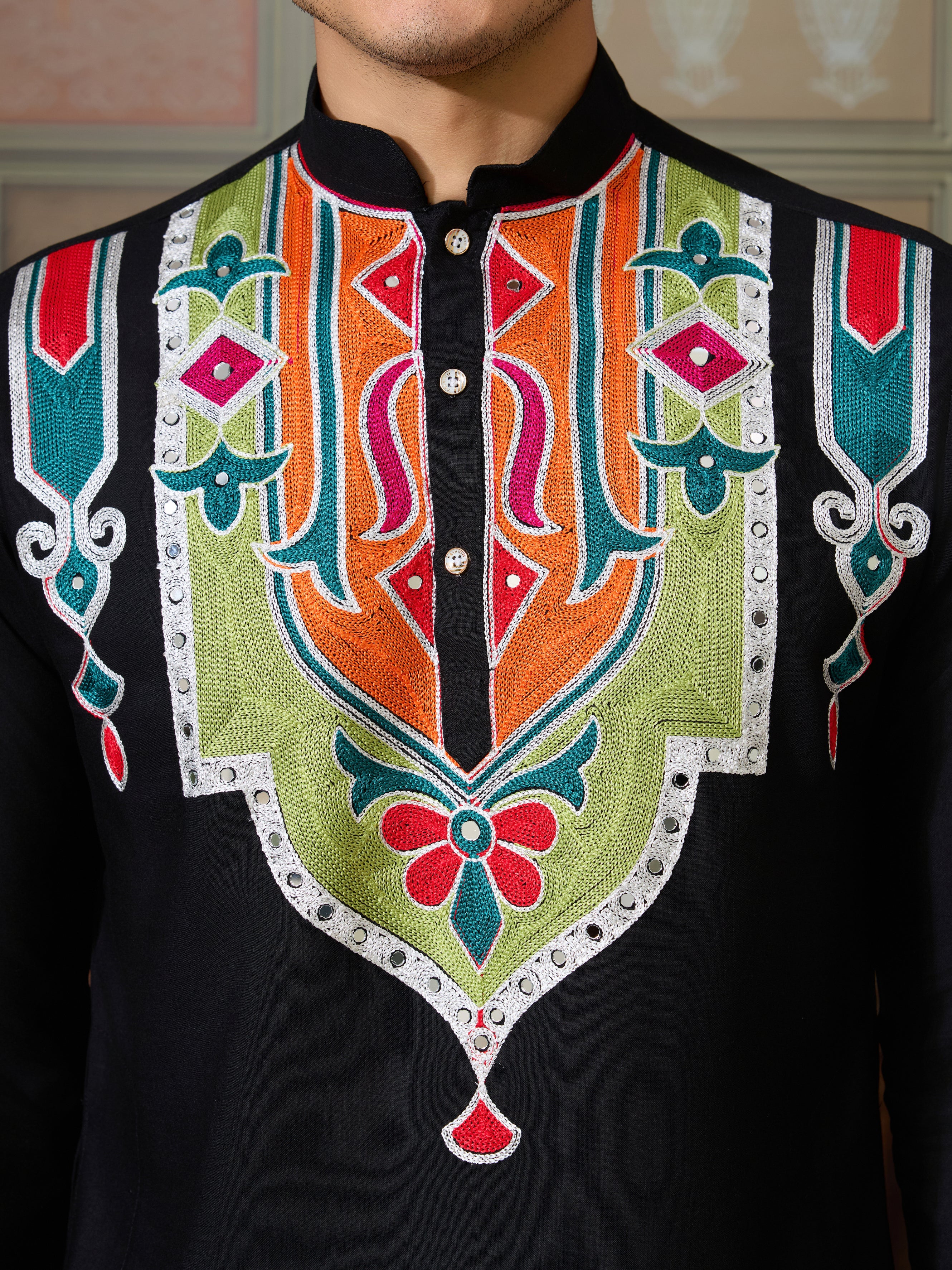 Black Trending Designer Festival Wear Men’s Kurta - Image 5