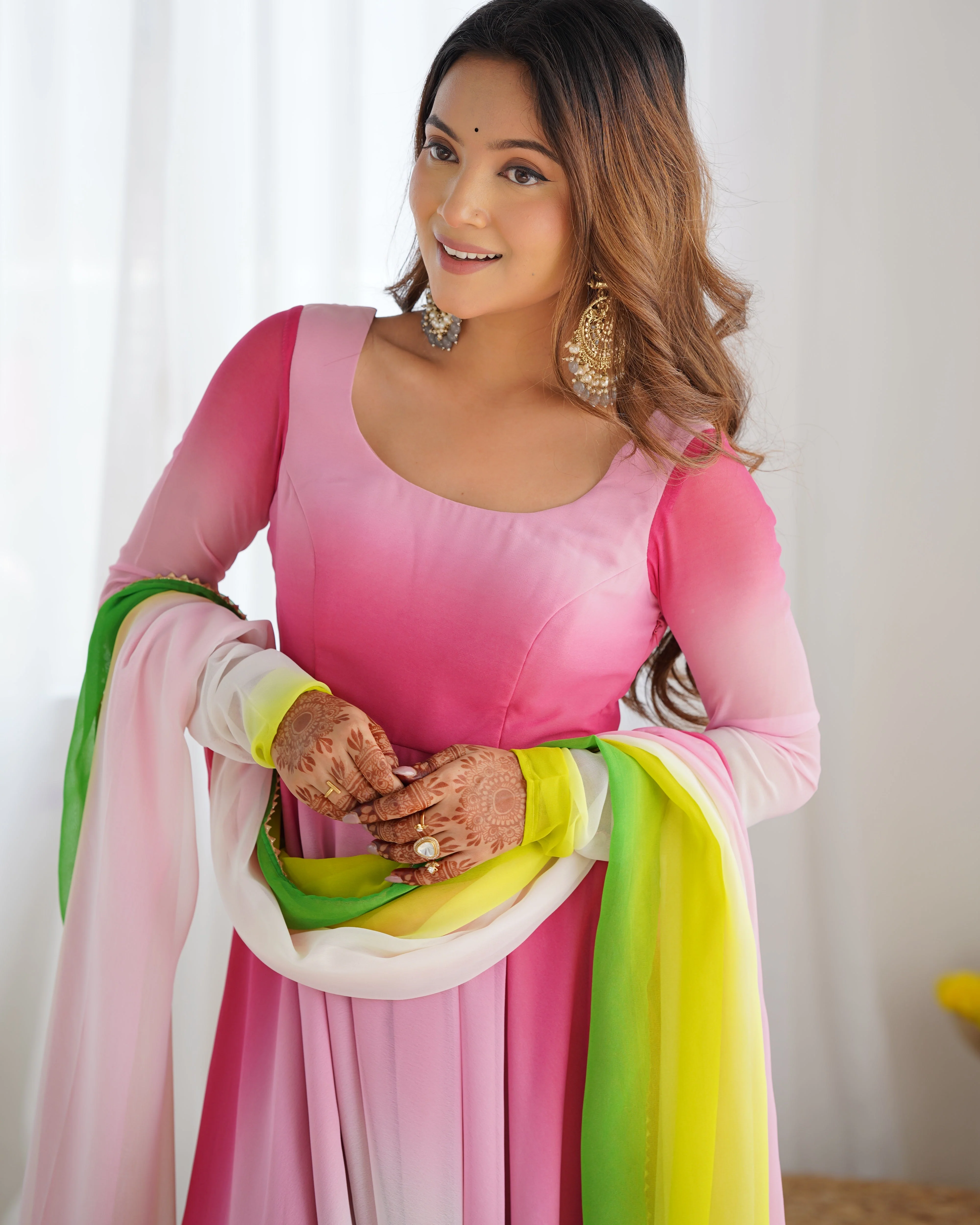 Blushing Beauty in Ethnic Style Black And Pink Soft Fox Georgette Anarkali Suit - Image 4