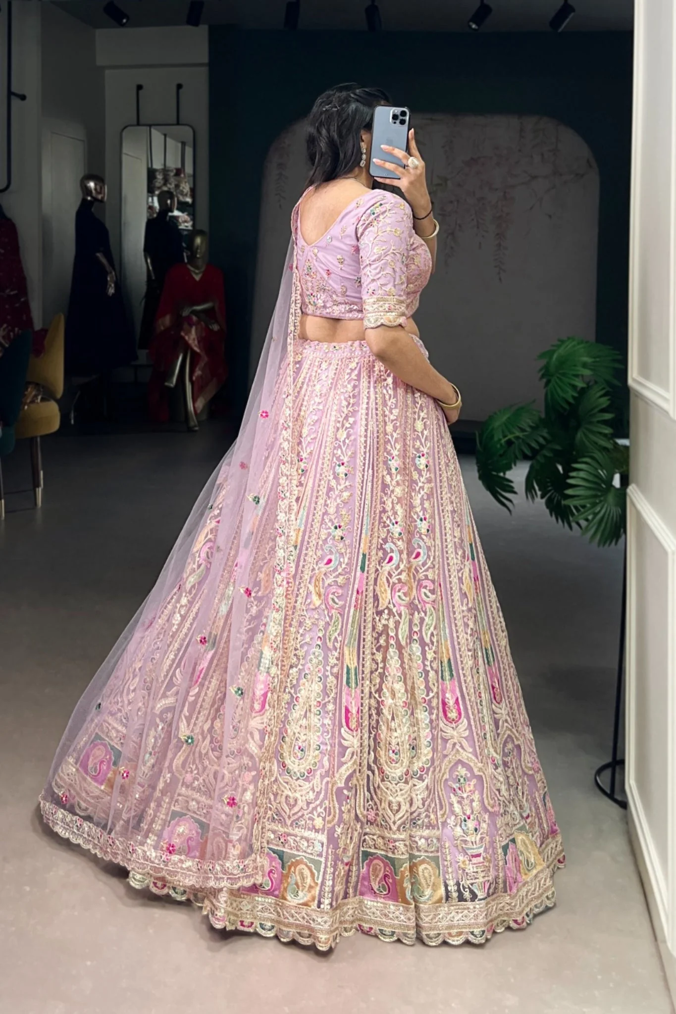 Bridal Pastel Net Lehenga Choli With Sequins Elegance - Image 3
