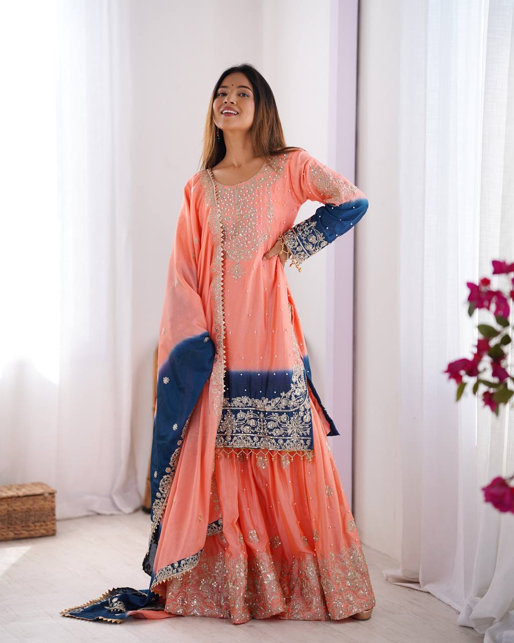 Chinnon Silk Embroidered Fancy Suit Set with Dori & Moti Work