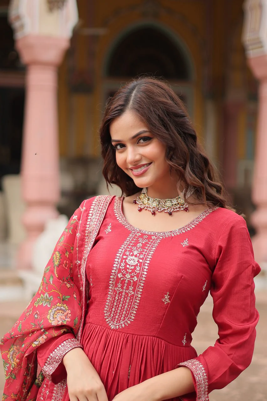 Chinon And Sequins Embroidered Work Discover the perfect ensemble to add a touch of glamour to your wardrobe and stand out from the crowd - Image 26