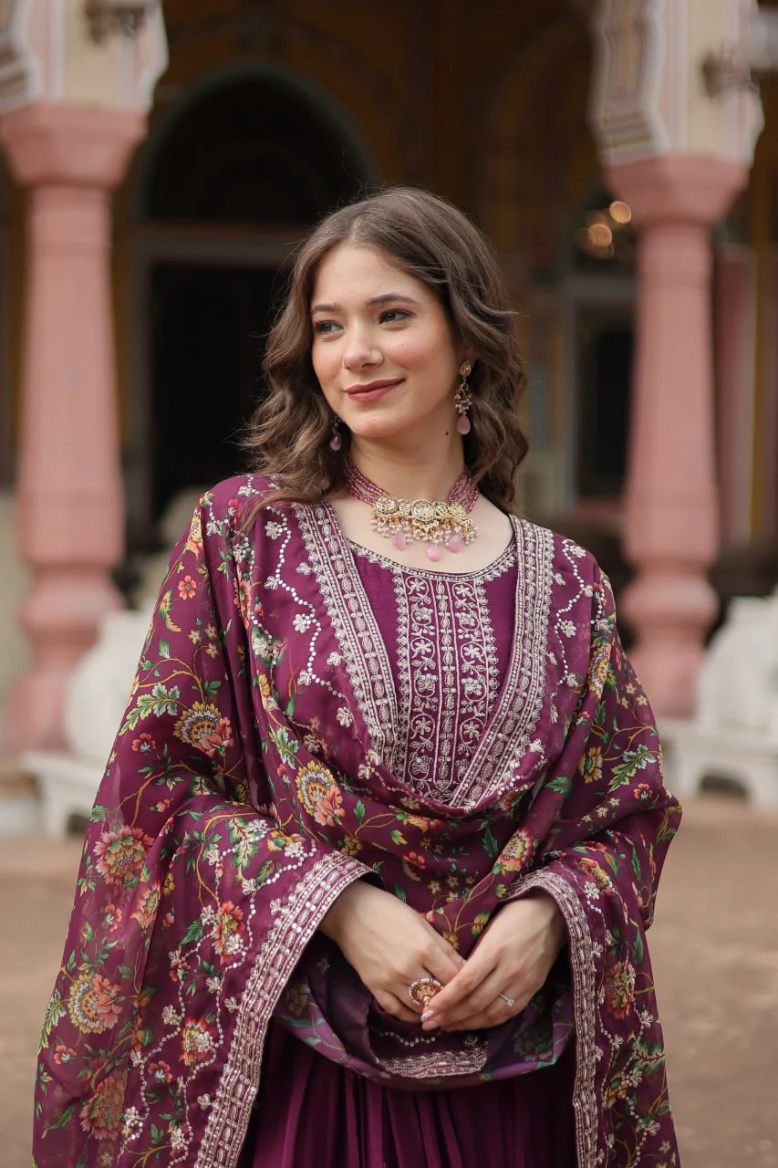 Chinon And Sequins Embroidered Work Discover the perfect ensemble to add a touch of glamour to your wardrobe and stand out from the crowd - Image 7