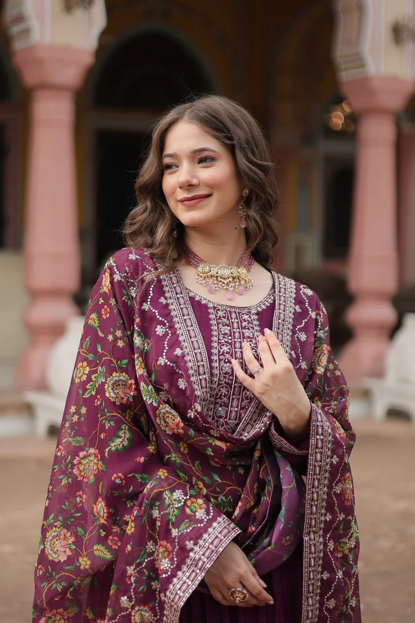 Chinon And Sequins Embroidered Work Discover the perfect ensemble to add a touch of glamour to your wardrobe and stand out from the crowd - Image 8