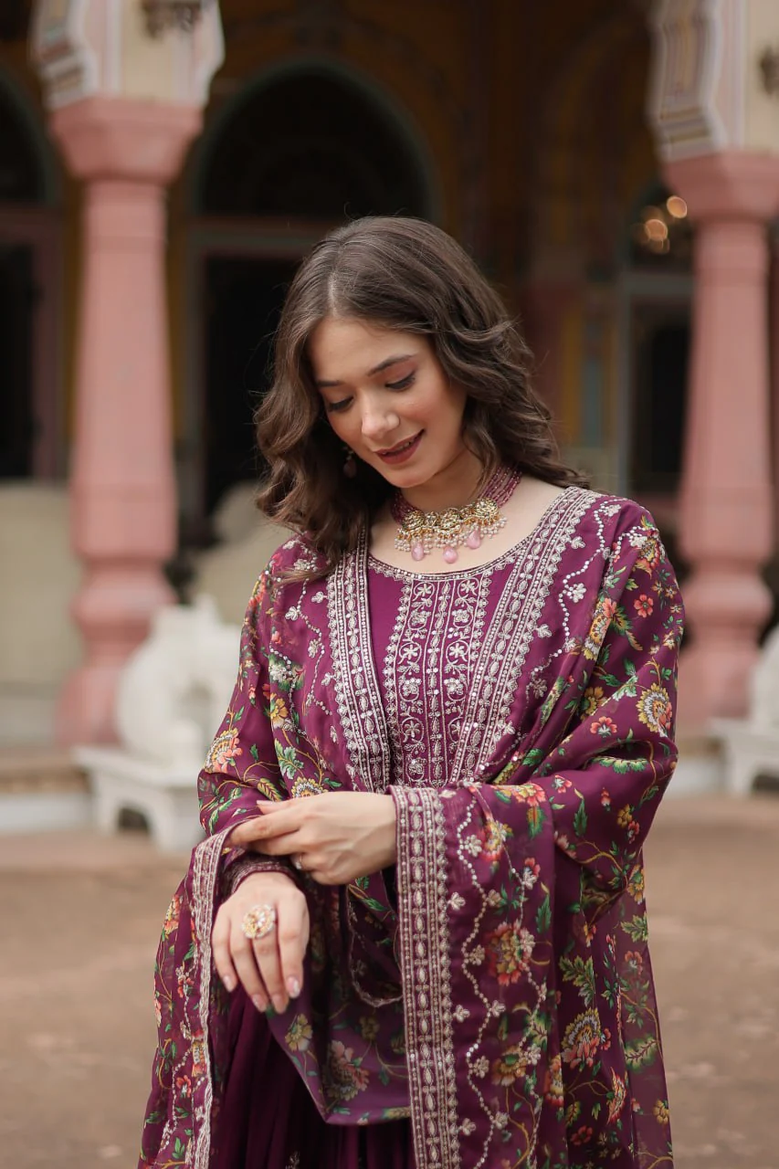 Chinon And Sequins Embroidered Work Discover the perfect ensemble to add a touch of glamour to your wardrobe and stand out from the crowd - Image 9