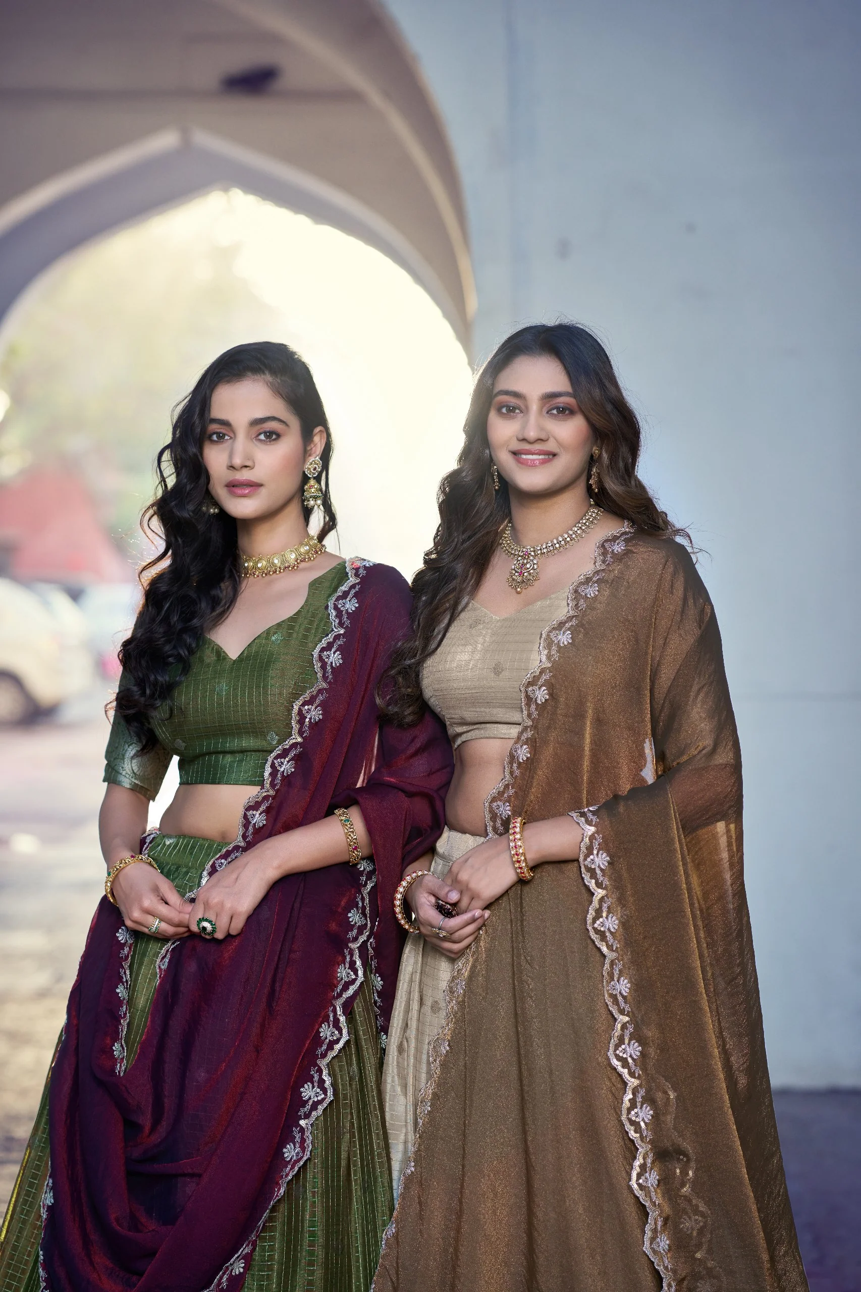 Chinon Checks Zari Weaving Wedding Wear Lehenga Set - Image 13