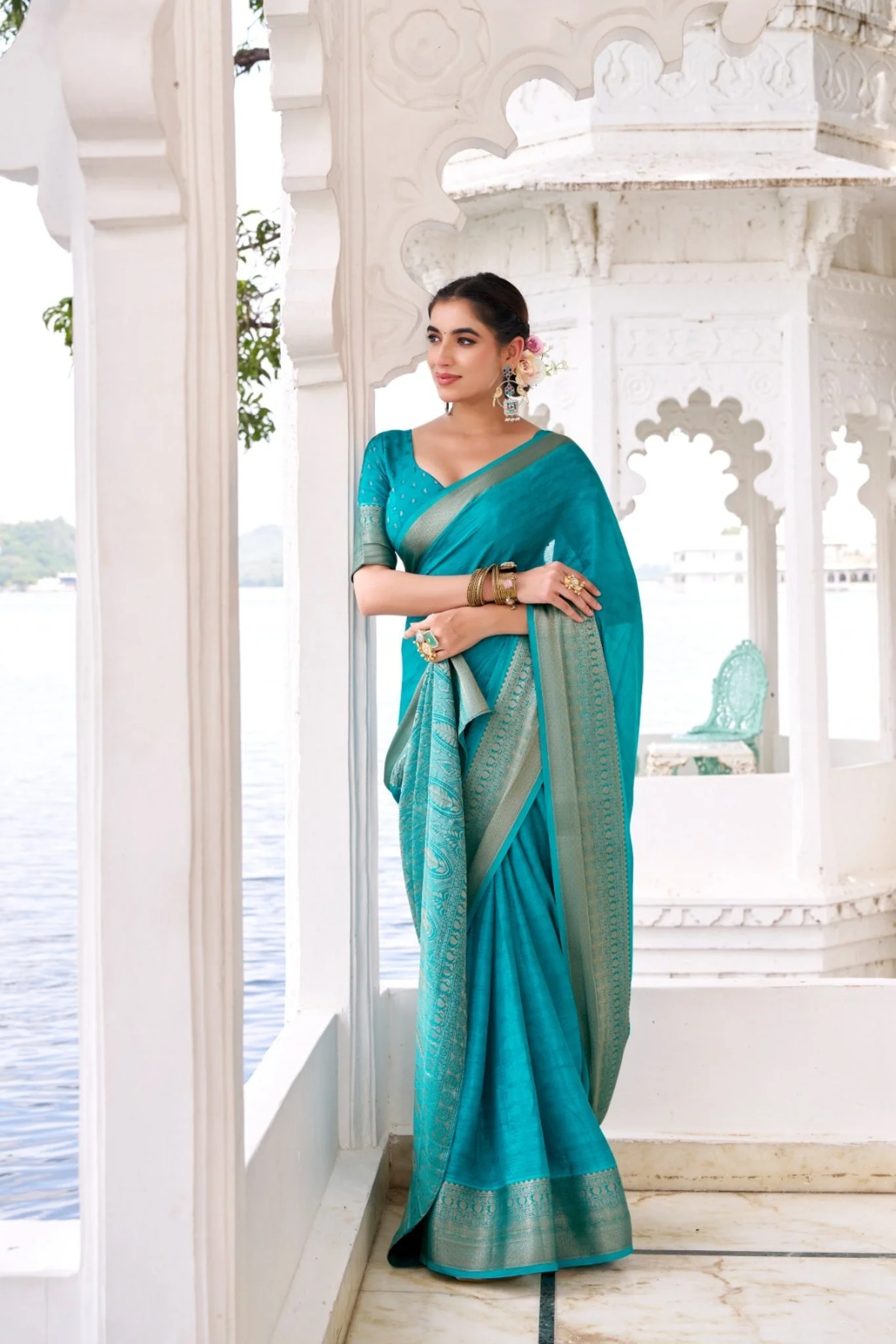 Chinon Saree With Zari Weaving Explore Tulip Ethnic Collection - Image 11