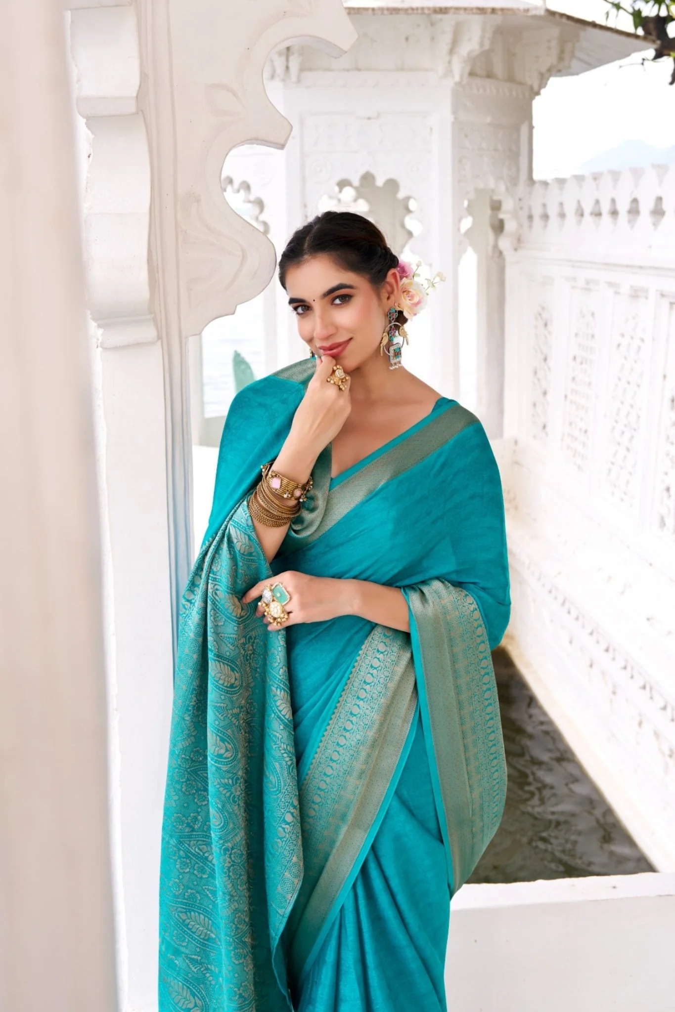 Chinon Saree With Zari Weaving Explore Tulip Ethnic Collection - Image 12