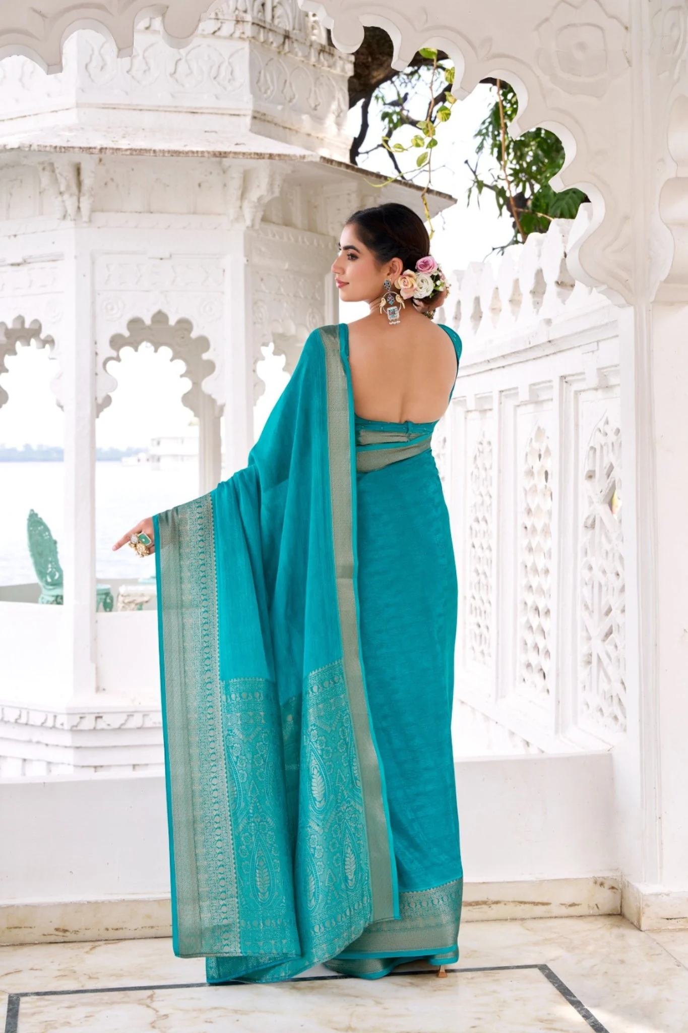 Chinon Saree With Zari Weaving Explore Tulip Ethnic Collection - Image 13