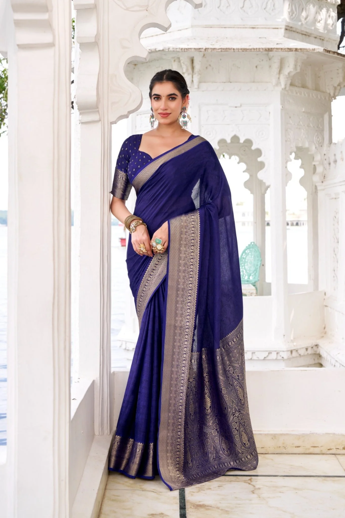 Chinon Saree With Zari Weaving Explore Tulip Ethnic Collection - Image 7