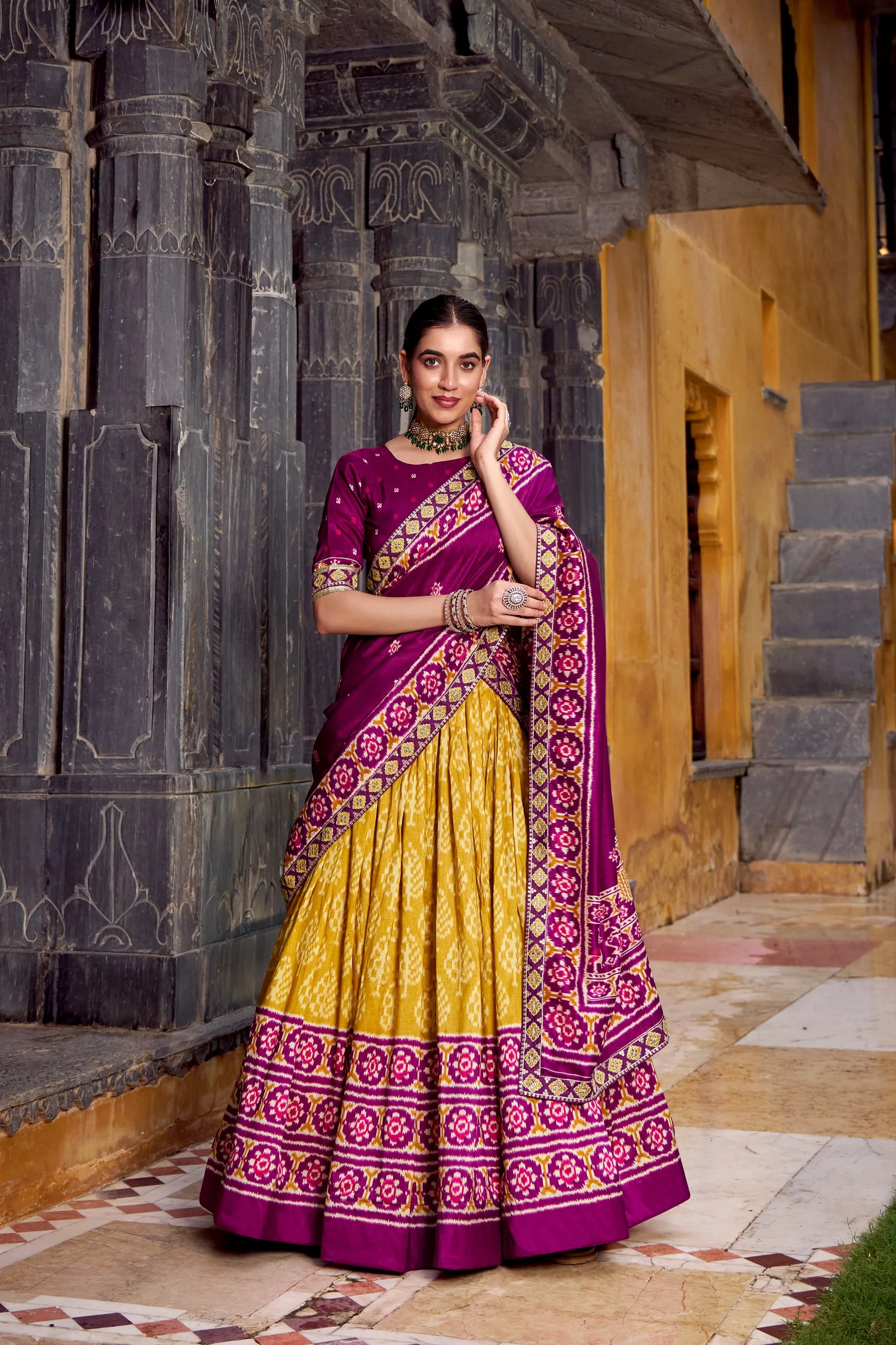 Classic Ikkat Art Tasar Silk Lehenga for Navratri Celebrations - Image 11