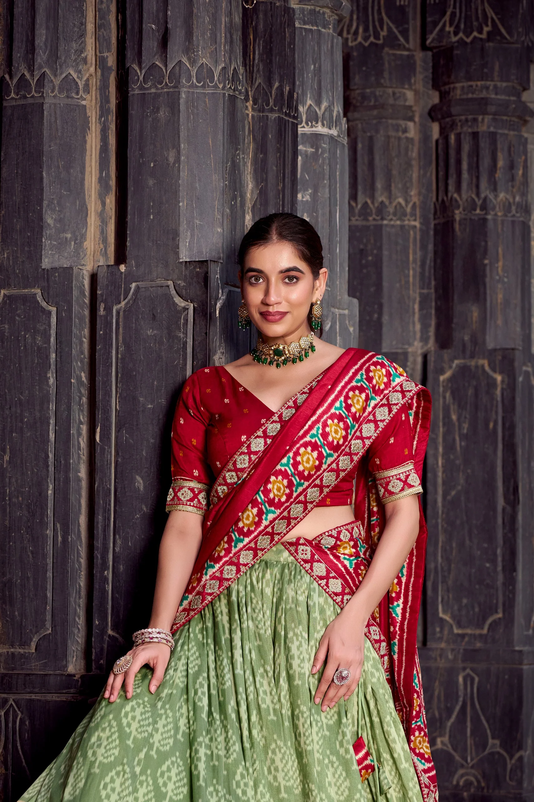 Classic Ikkat Art Tasar Silk Lehenga for Navratri Celebrations - Image 3