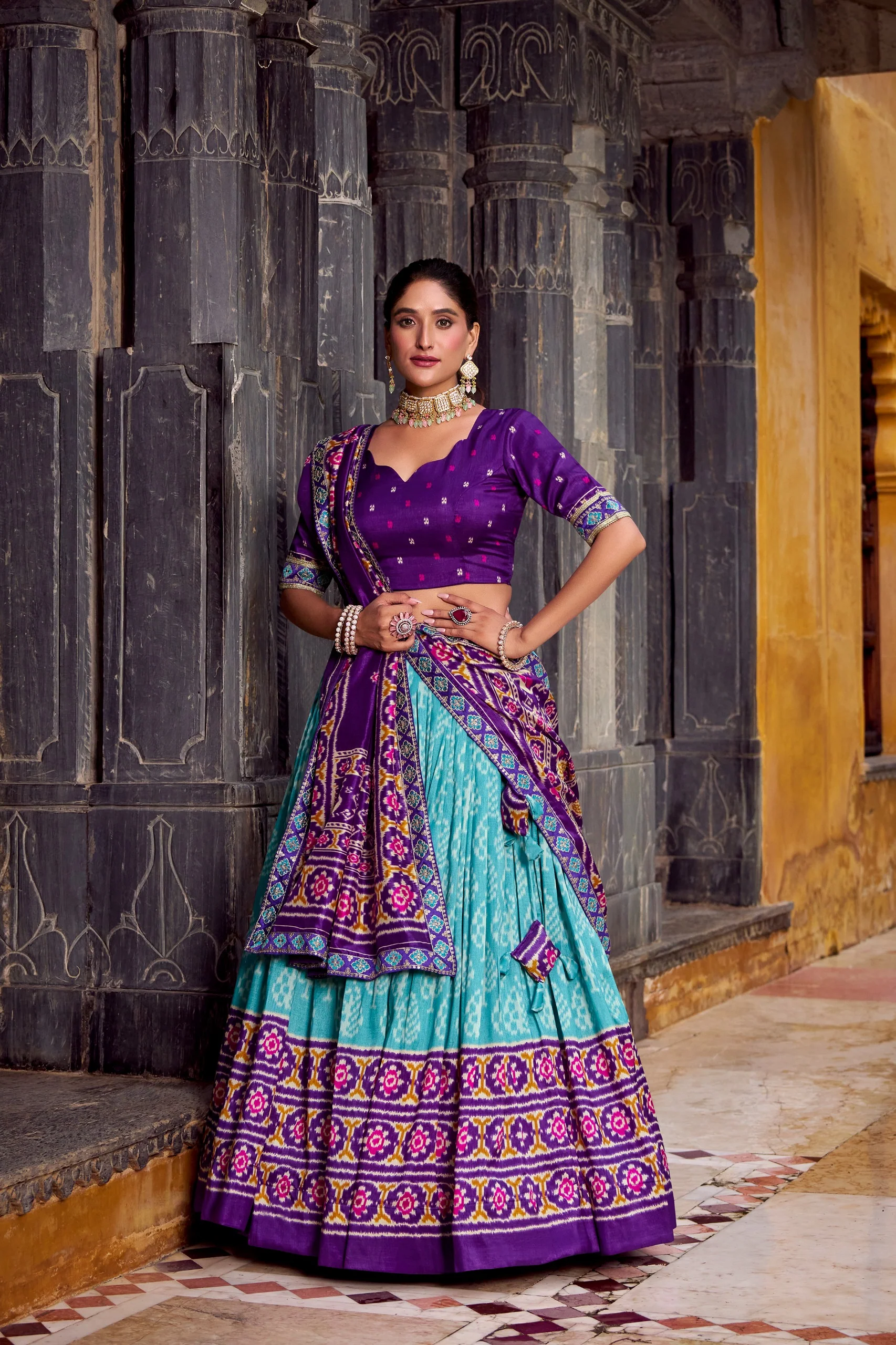 Classic Ikkat Art Tasar Silk Lehenga for Navratri Celebrations - Image 8