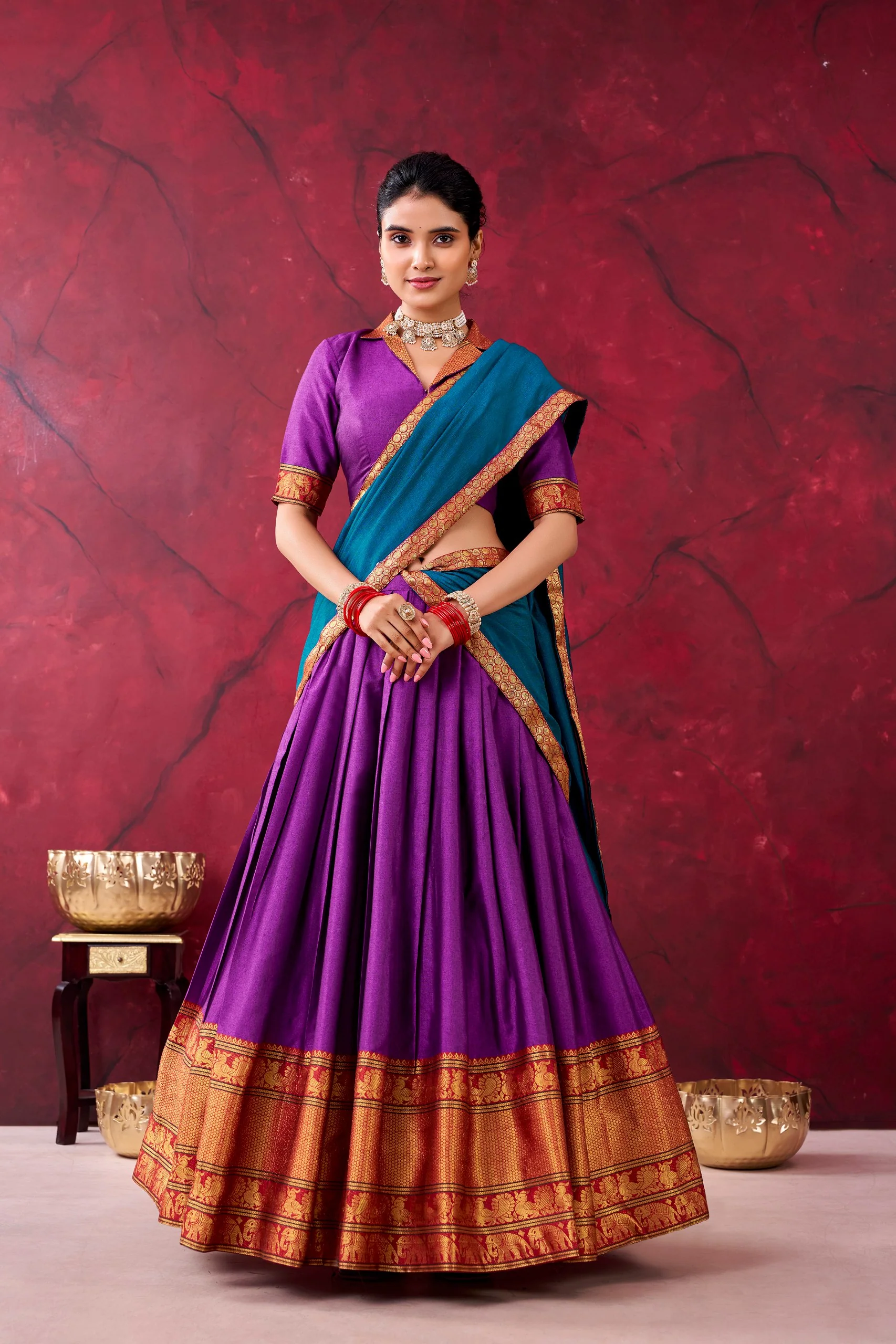 Classic Narayan Pet Cotton Zari Work Lehenga Choli For Women - Image 5