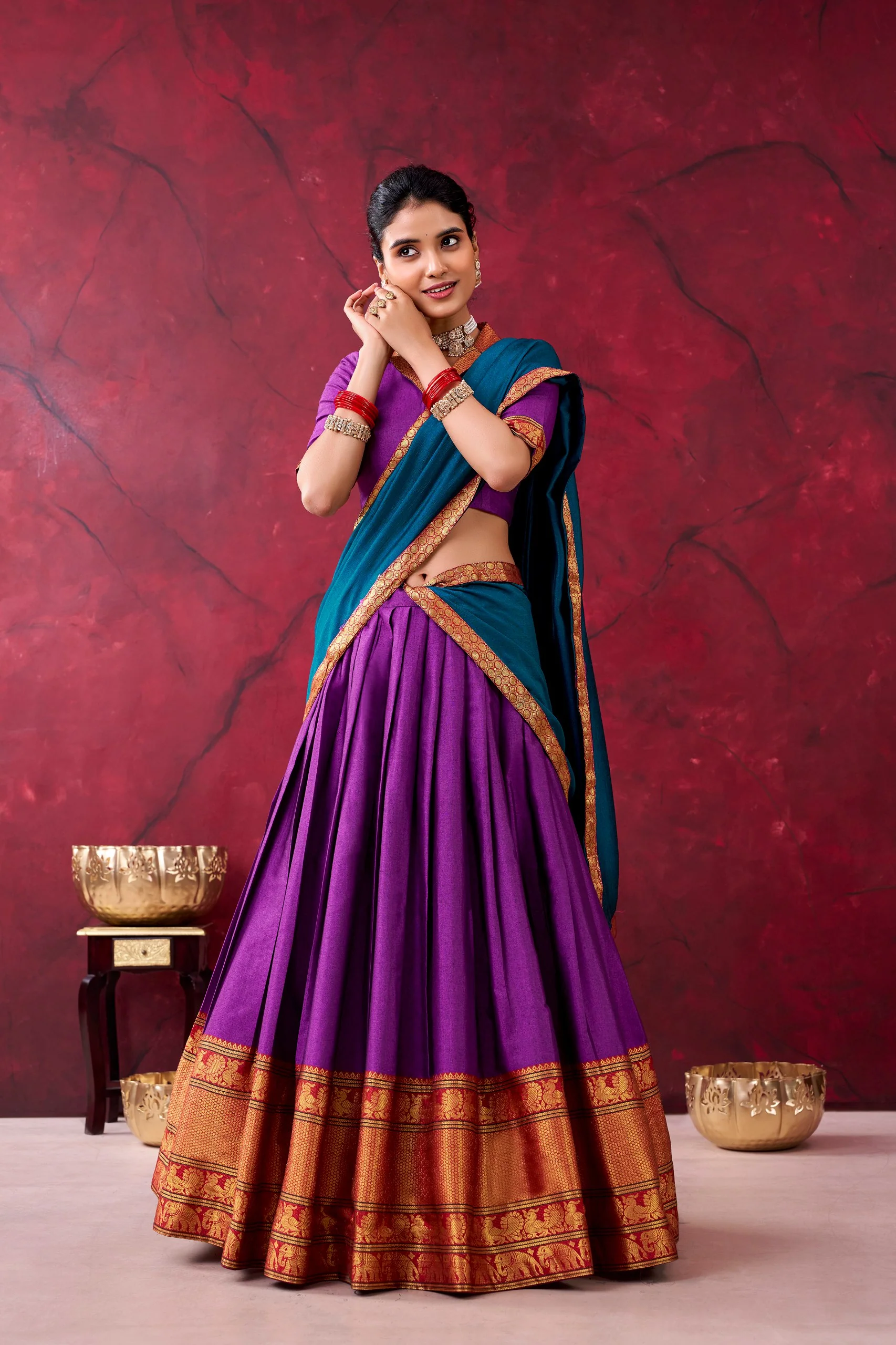 Classic Narayan Pet Cotton Zari Work Lehenga Choli For Women - Image 6