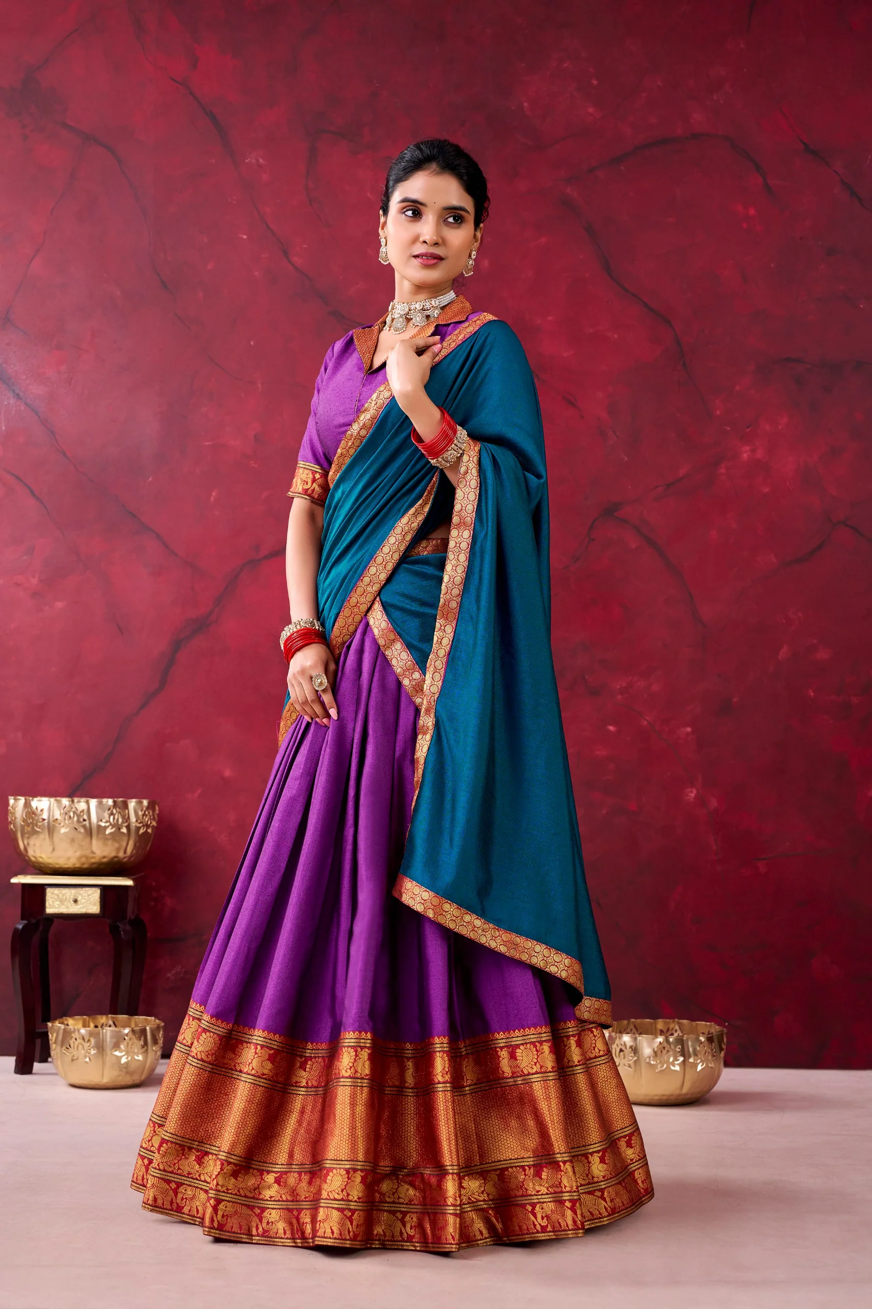 Classic Narayan Pet Cotton Zari Work Lehenga Choli For Women - Image 7