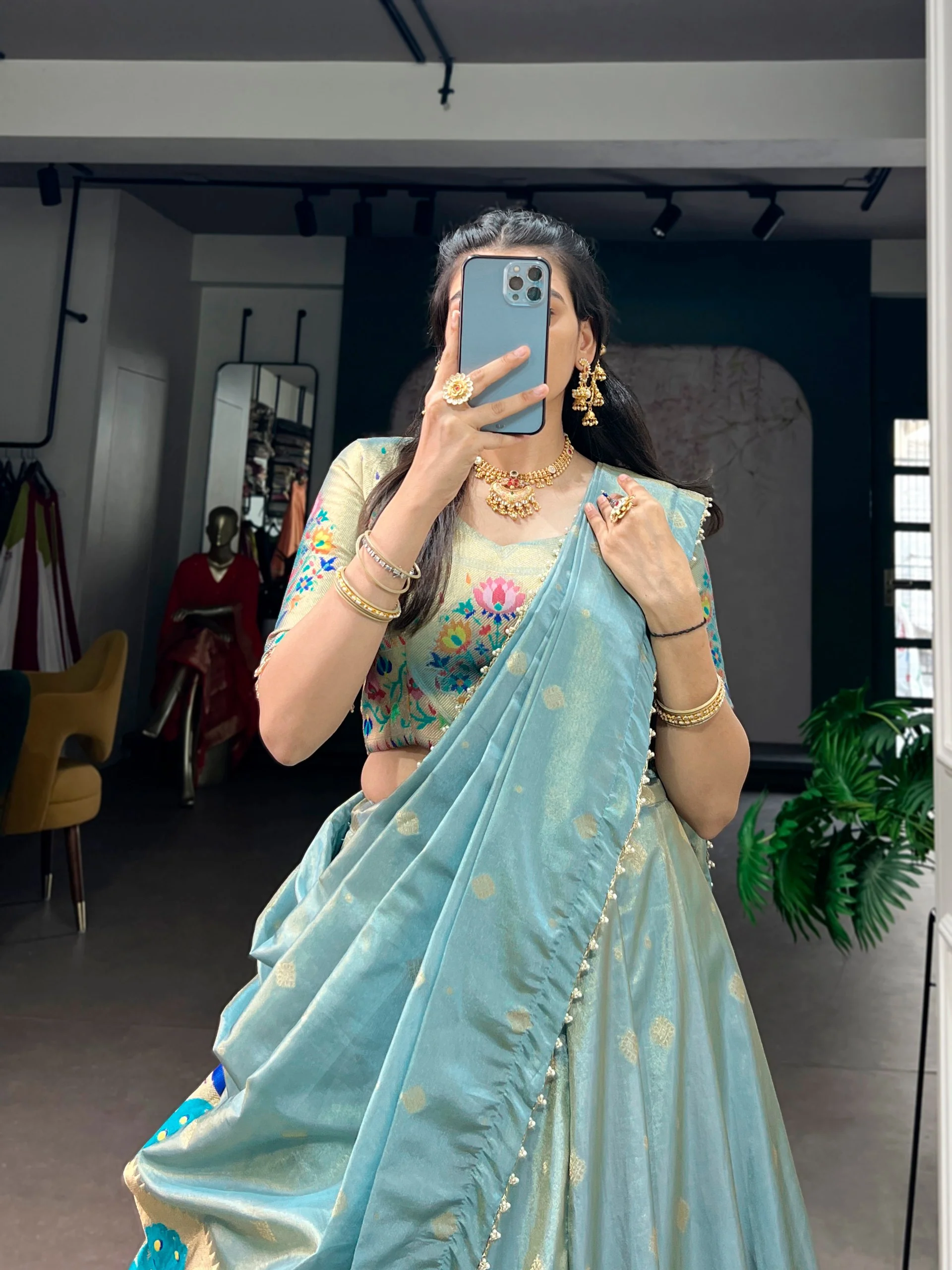 Classic Shimmer Zari Woven Lehenga with Designer Dupatta - Image 3