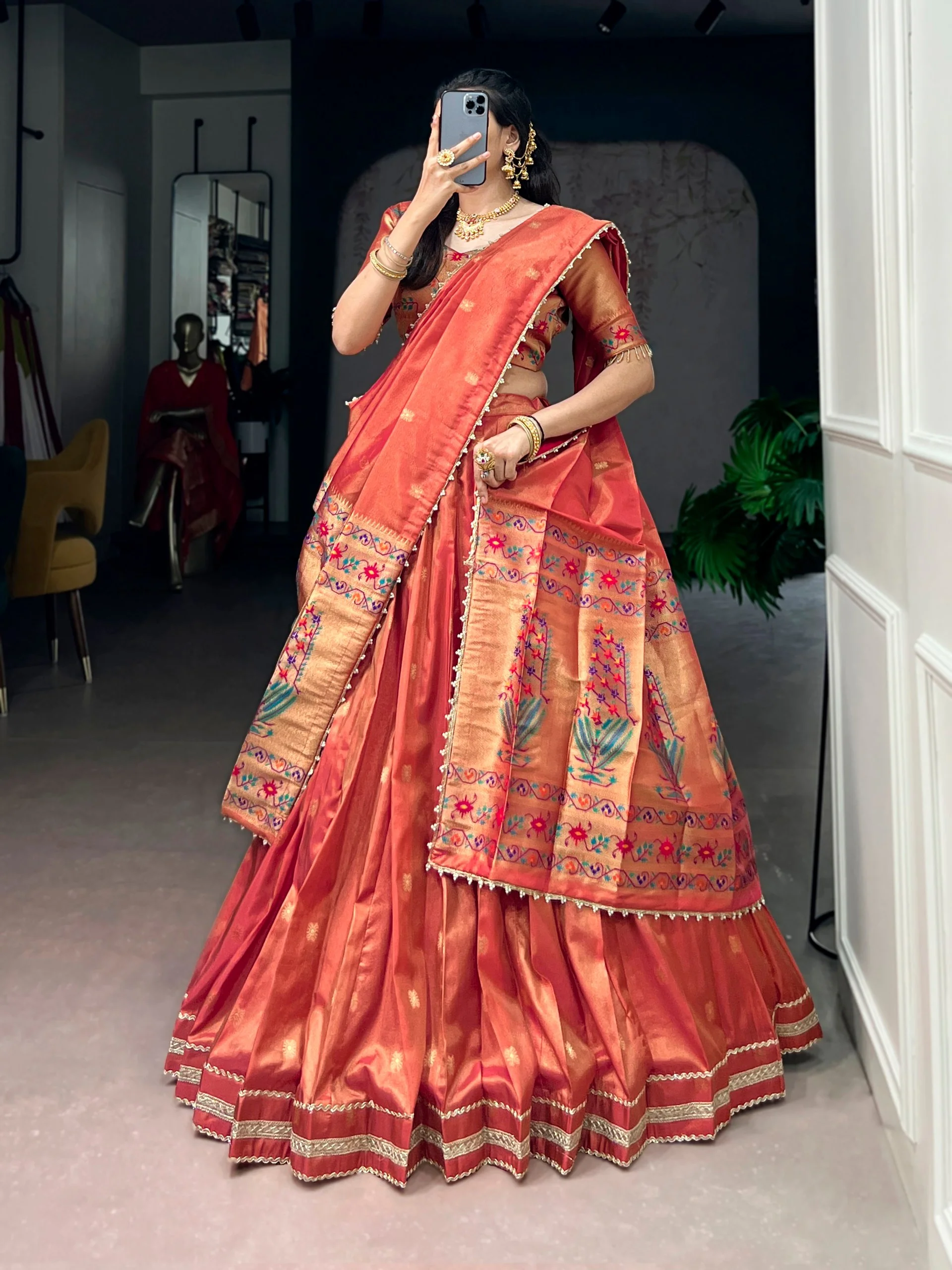 Classic Shimmer Zari Woven Lehenga with Designer Dupatta - Image 4