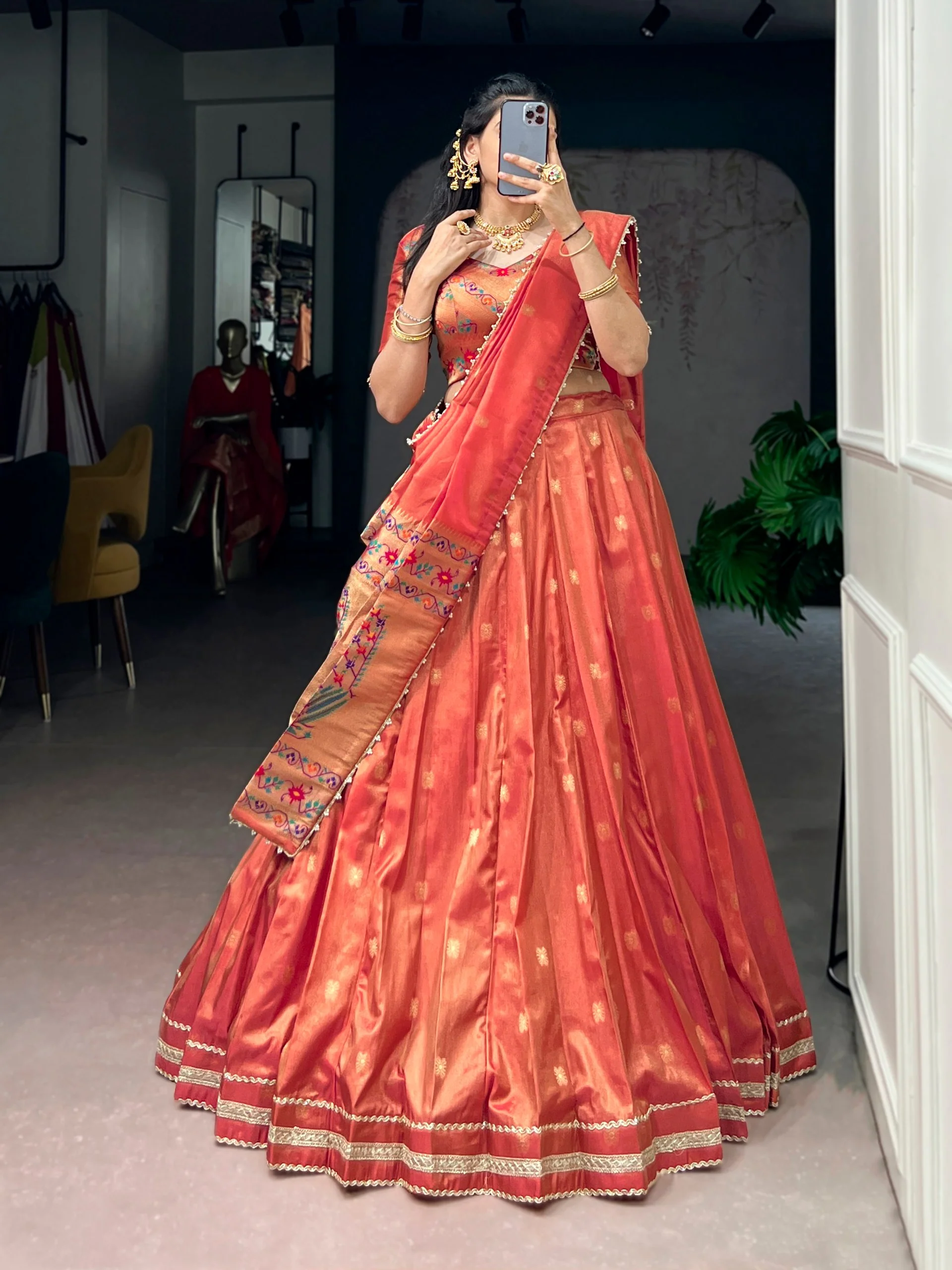 Classic Shimmer Zari Woven Lehenga with Designer Dupatta - Image 5