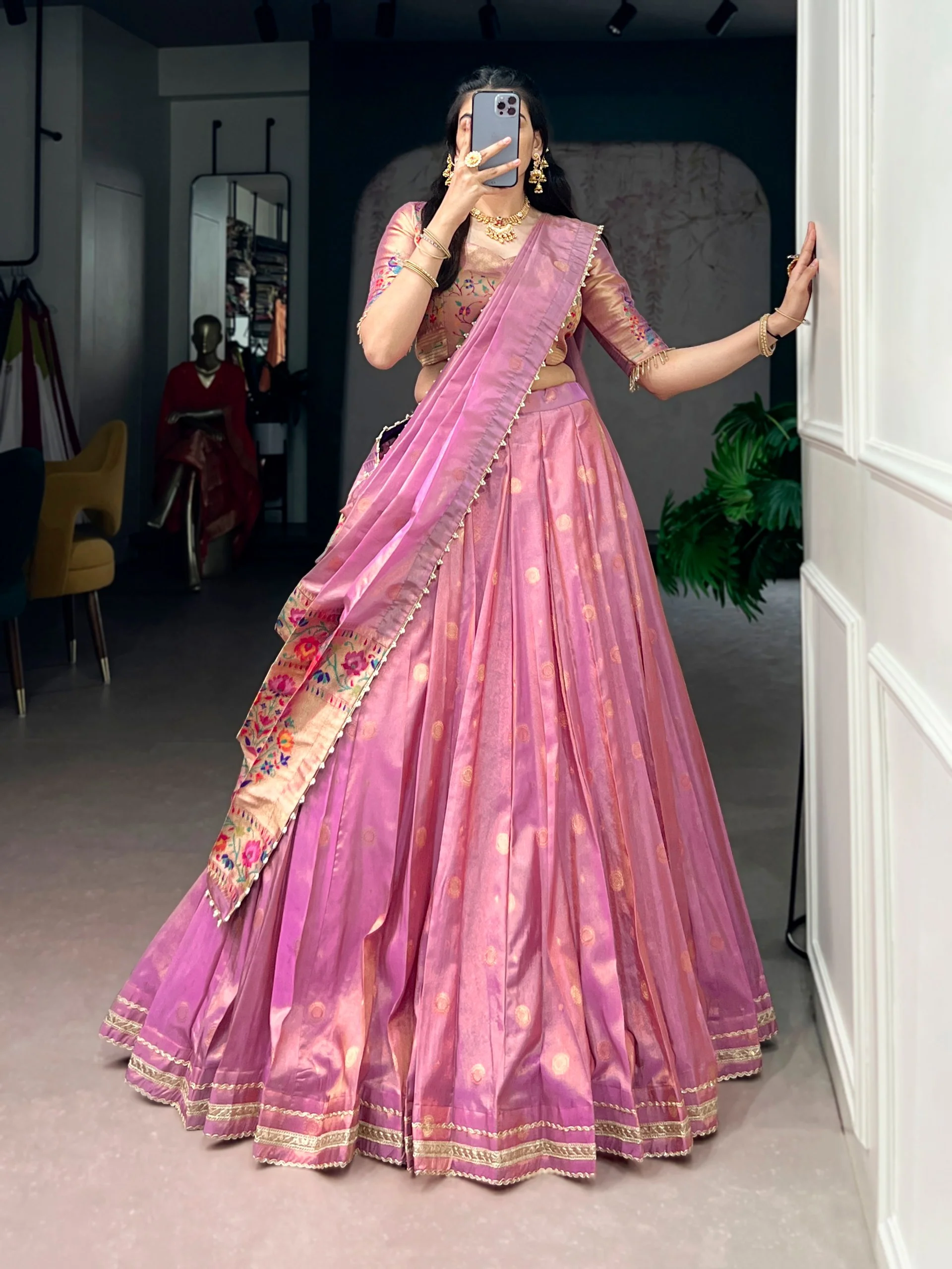Classic Shimmer Zari Woven Lehenga with Designer Dupatta - Image 8