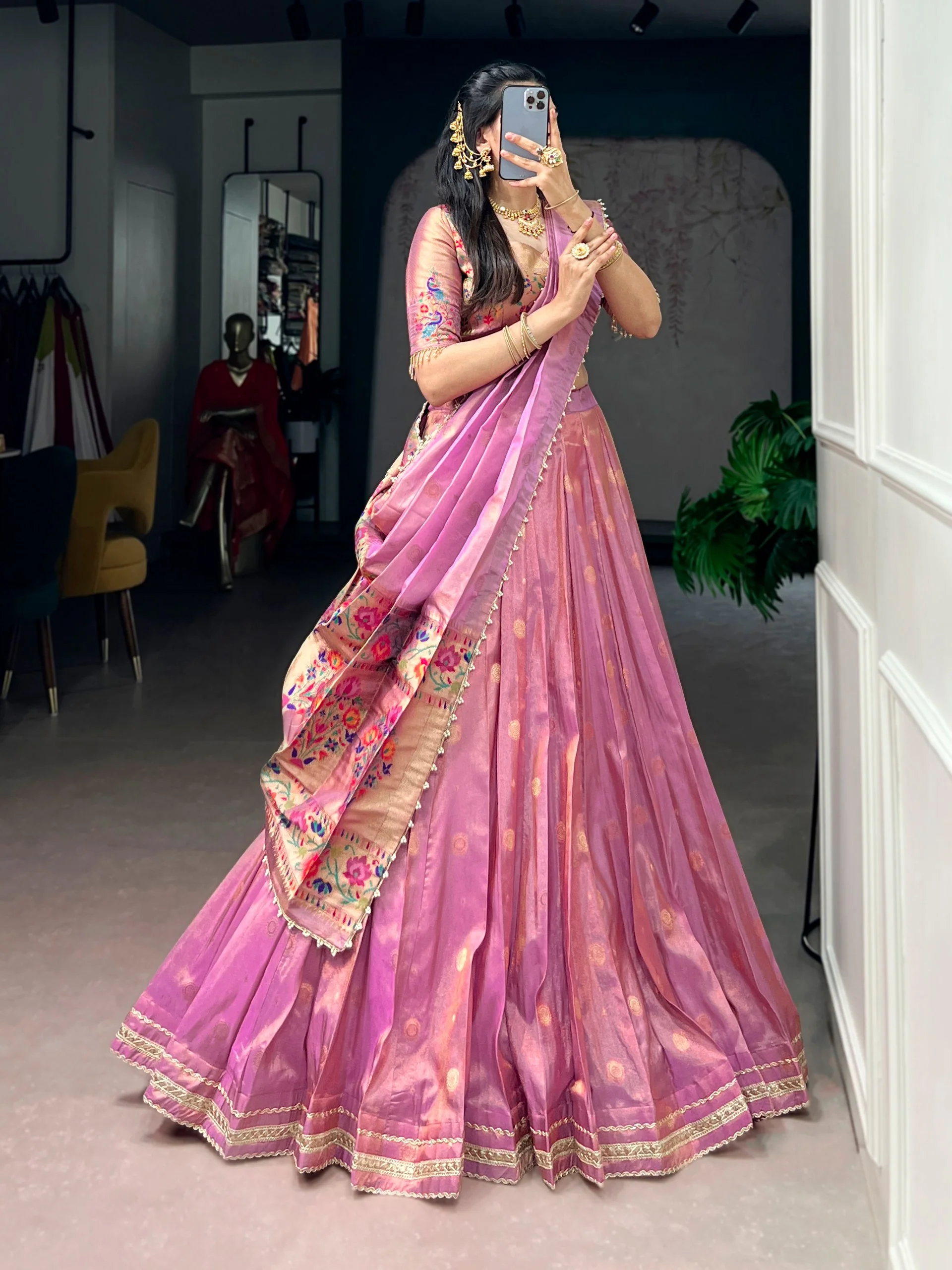 Classic Shimmer Zari Woven Lehenga with Designer Dupatta - Image 9