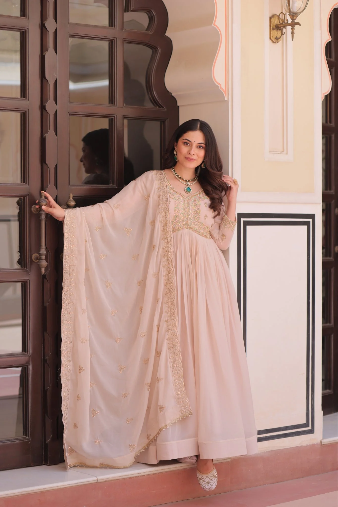 Designer Georgette Gown With Sequins Elegance - Image 8