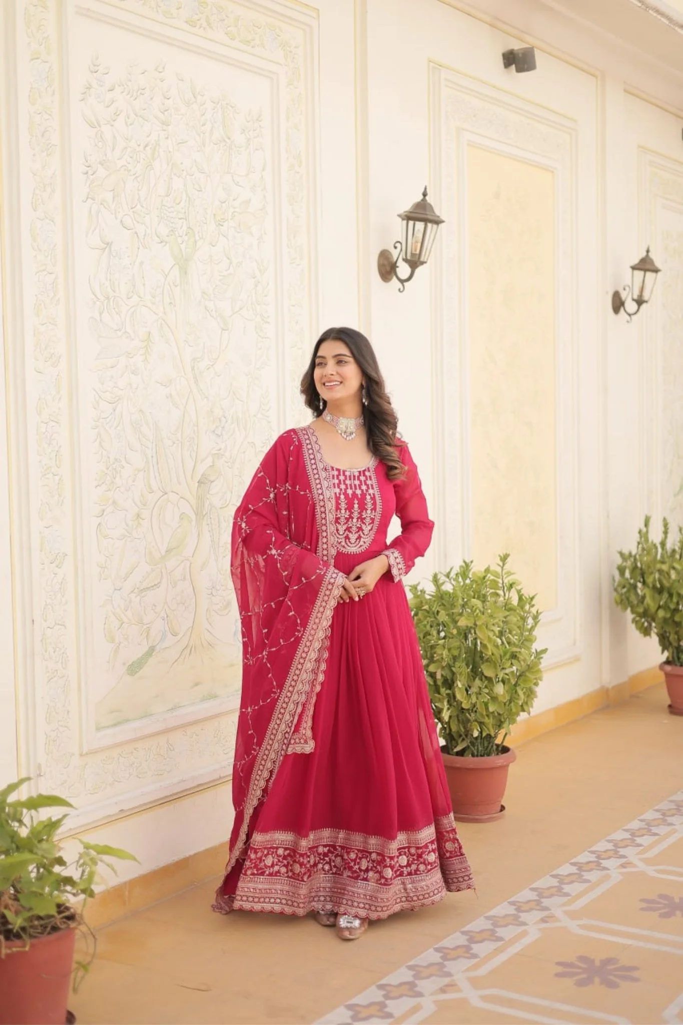 Designer Sequins Embroidered Work Stylish Gown With Dupatta Set - Image 13