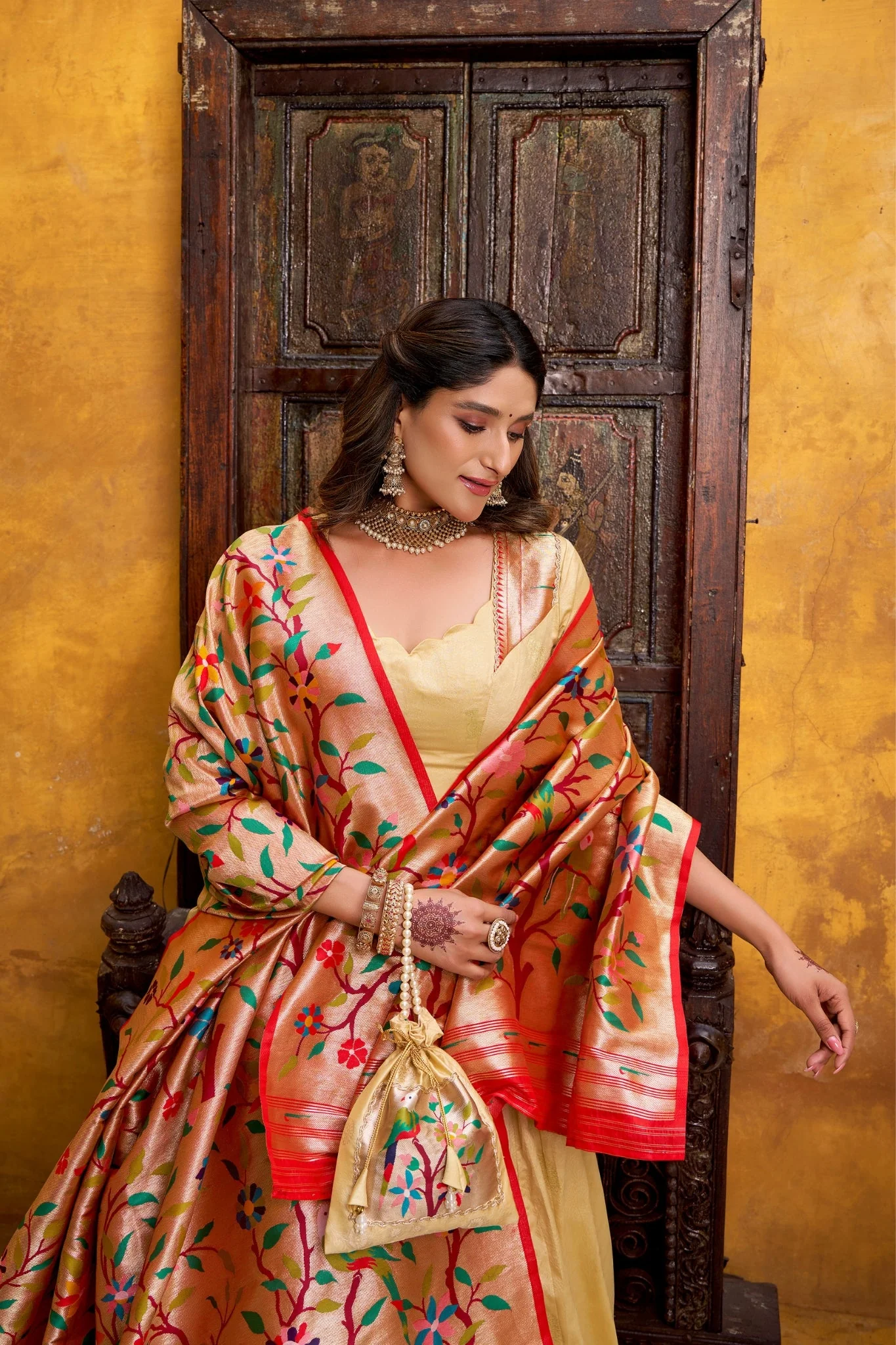 Designer Silk Paithani Lehenga Choli Set With Zari Weaving - Image 10