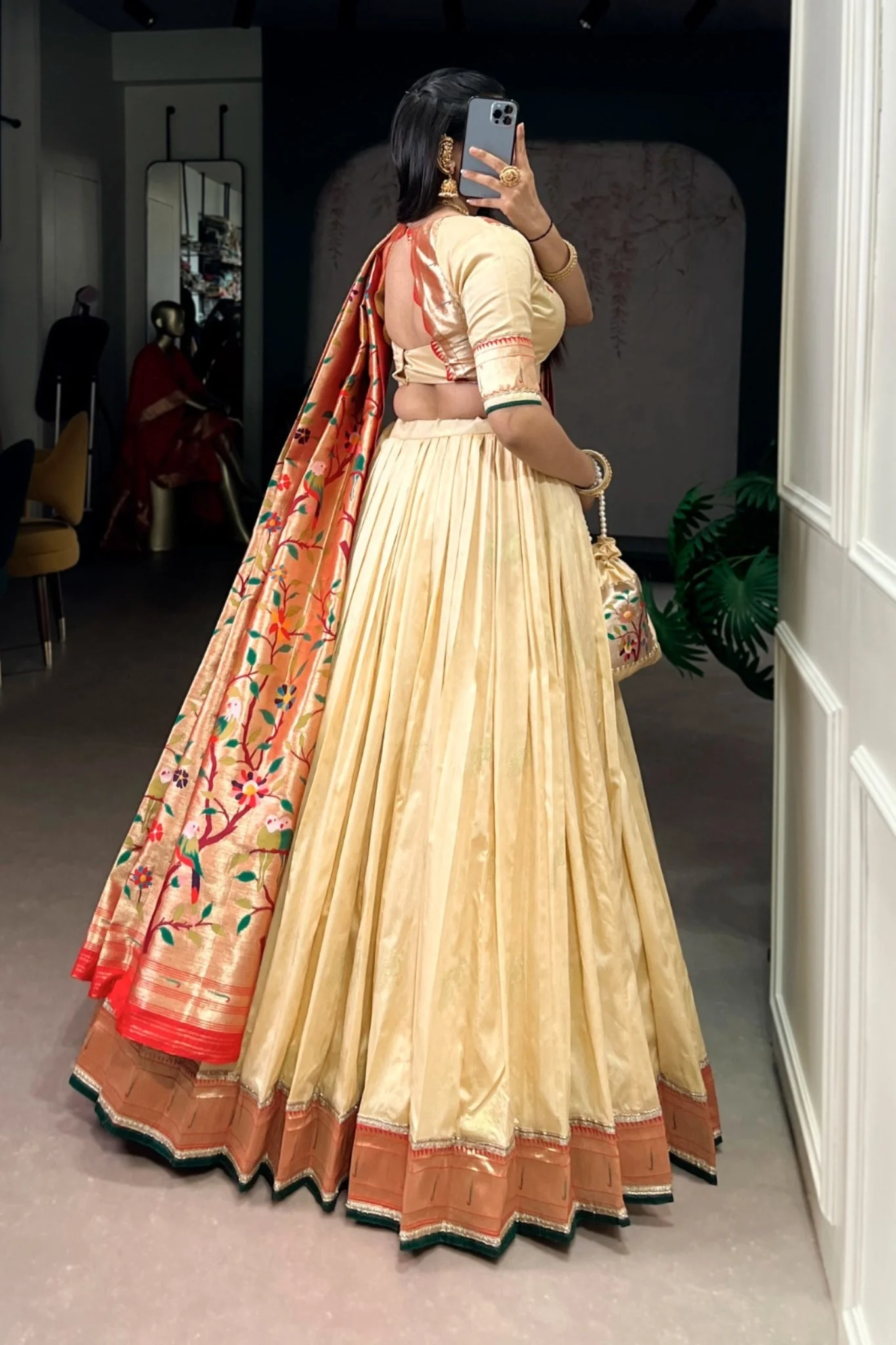 Designer Silk Paithani Lehenga Choli Set With Zari Weaving - Image 21