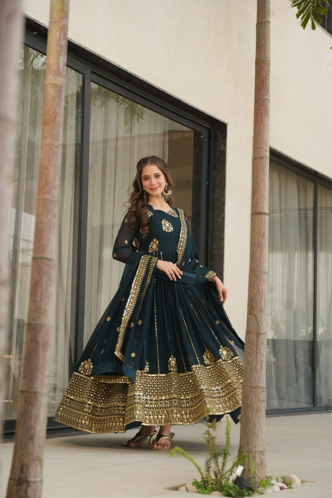 Elegance Rich Sequins Embroidered Work Designer Wedding Gown - Image 13